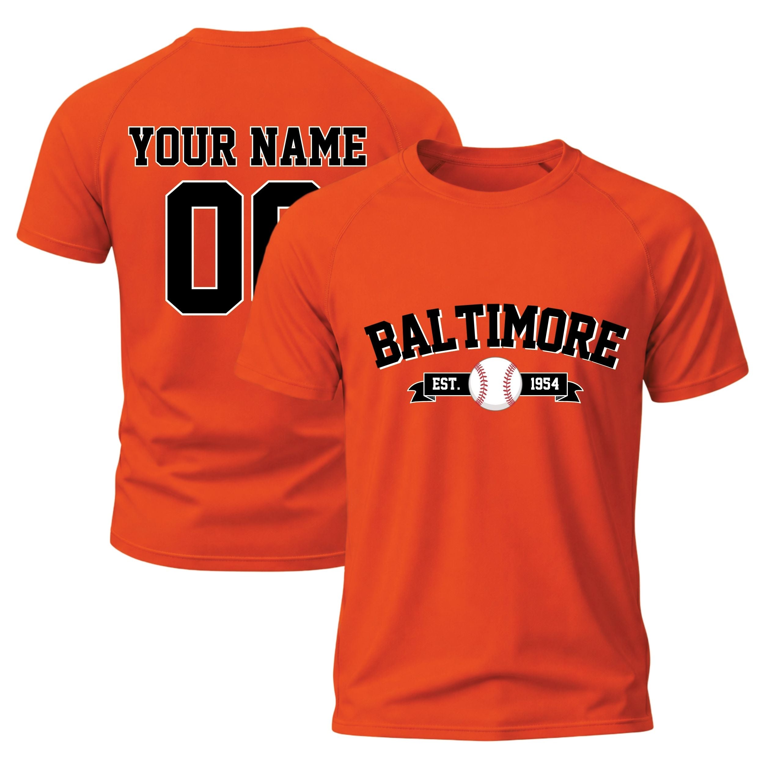 Custom City T-Shirt Baseball Style Baltimore - Personalized Name Number
