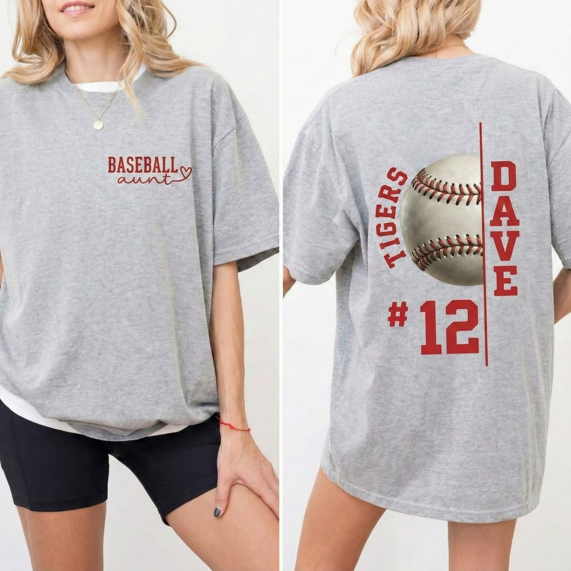 Custom T-Shirt Baseball Aunt White - Personalized Name Number