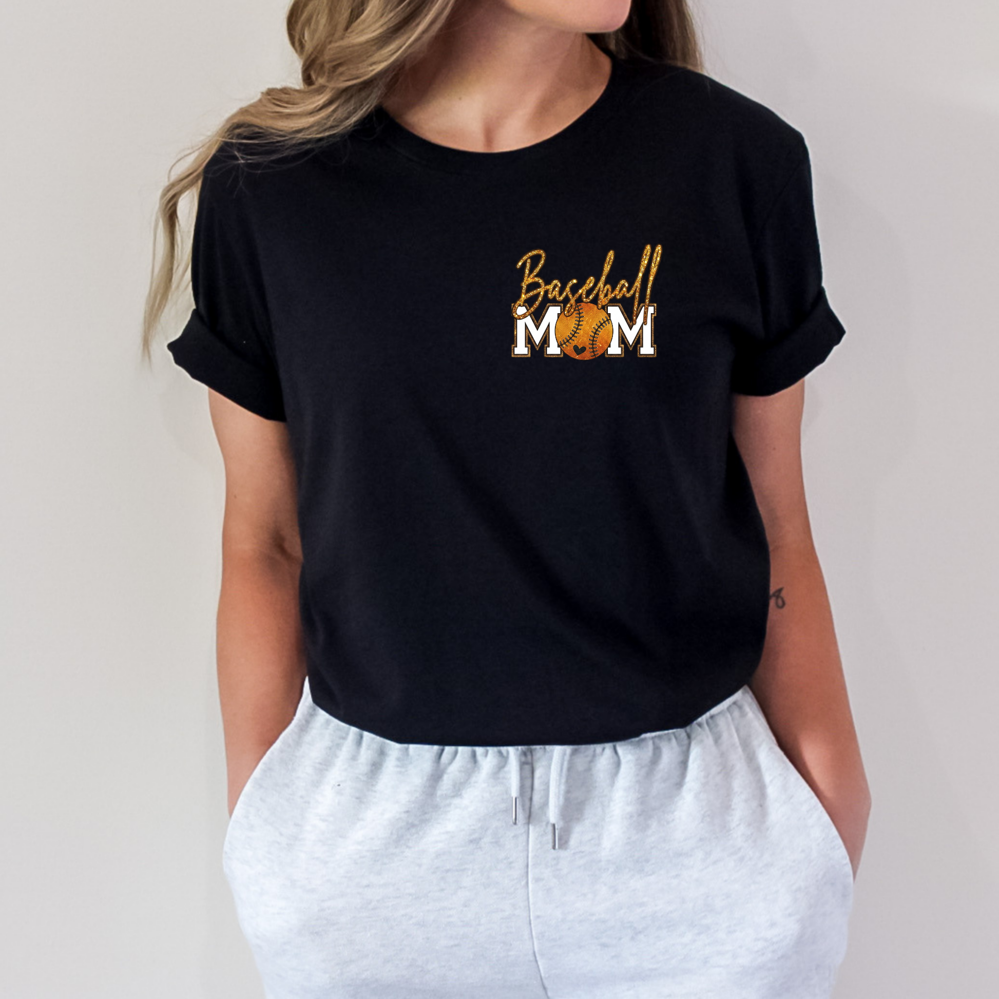 Custom T-Shirt Baseball Mom Design Black - Personalized Name