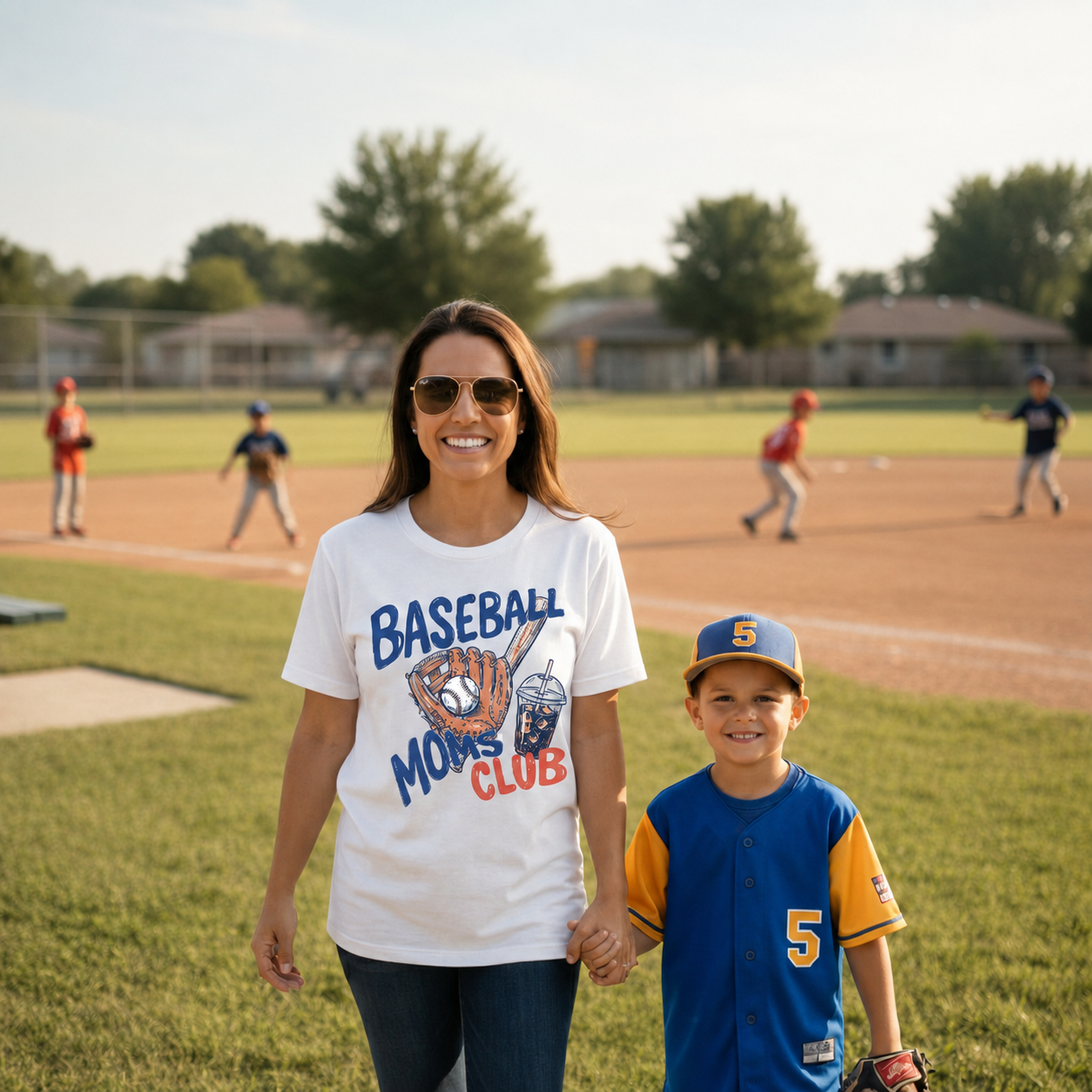 Custom T-Shirt Baseball Moms Club Black - Personalized Name Number