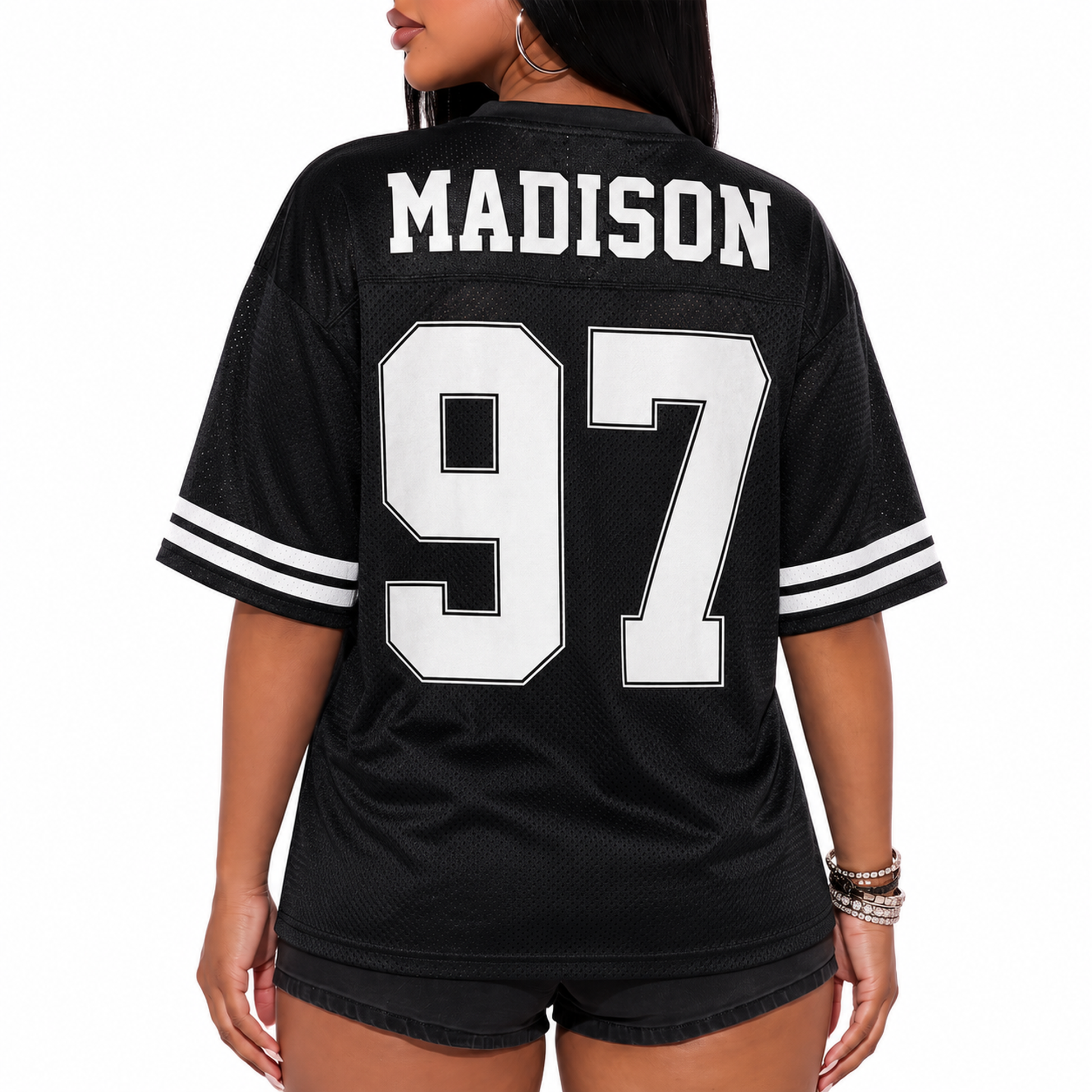 Custom Drop Shoulder Football Jersey Black - Design Your Own