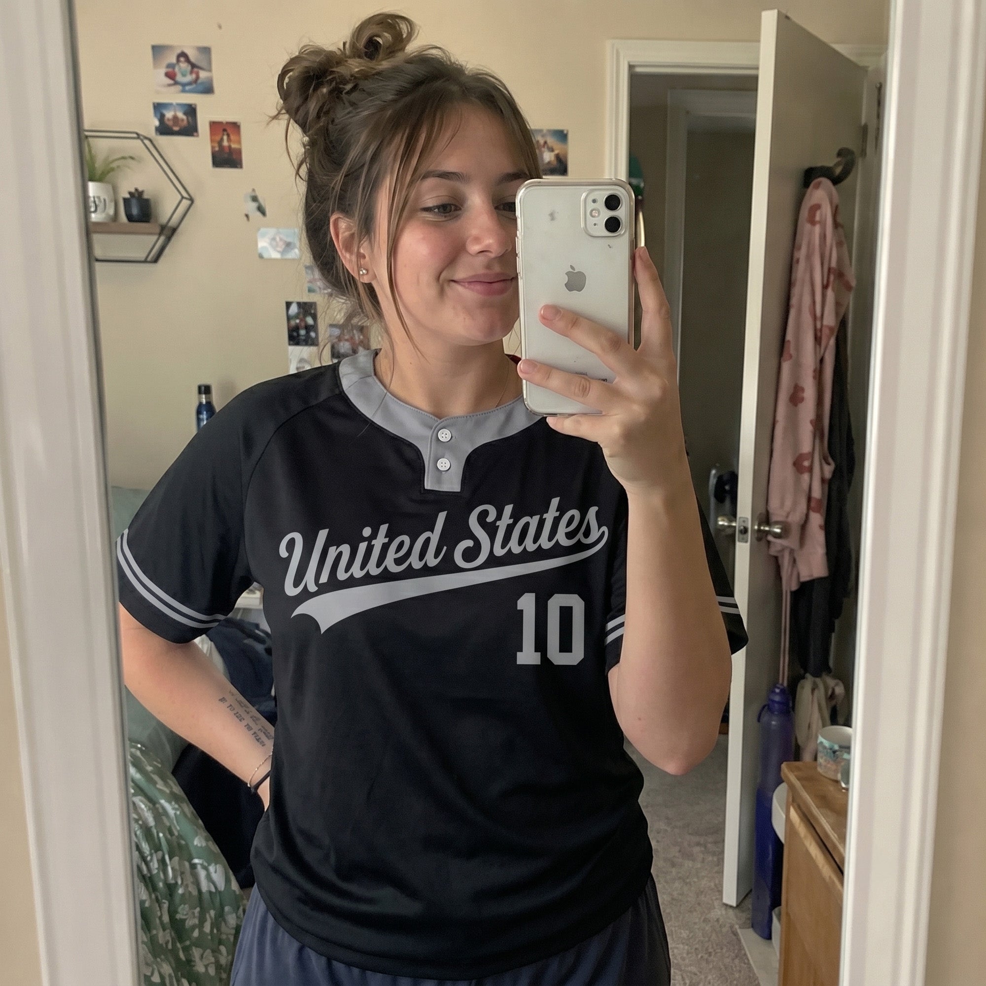 Custom Two Button Softball Jersey Black and Grey Piping – Design Your Own
