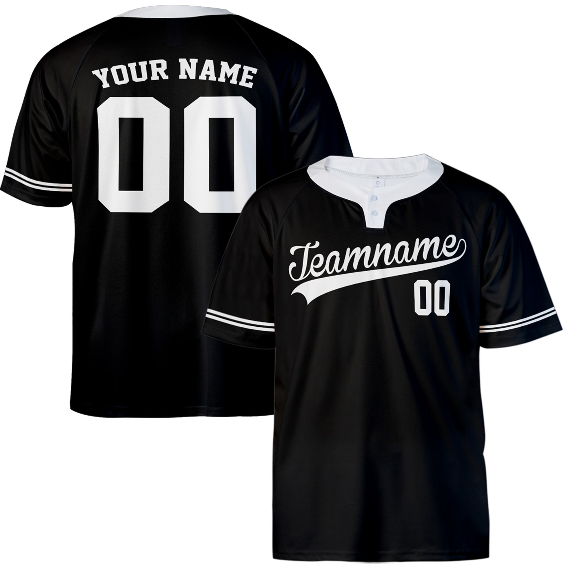 Custom Two Button Softball Jersey Black and White – Design Your Own