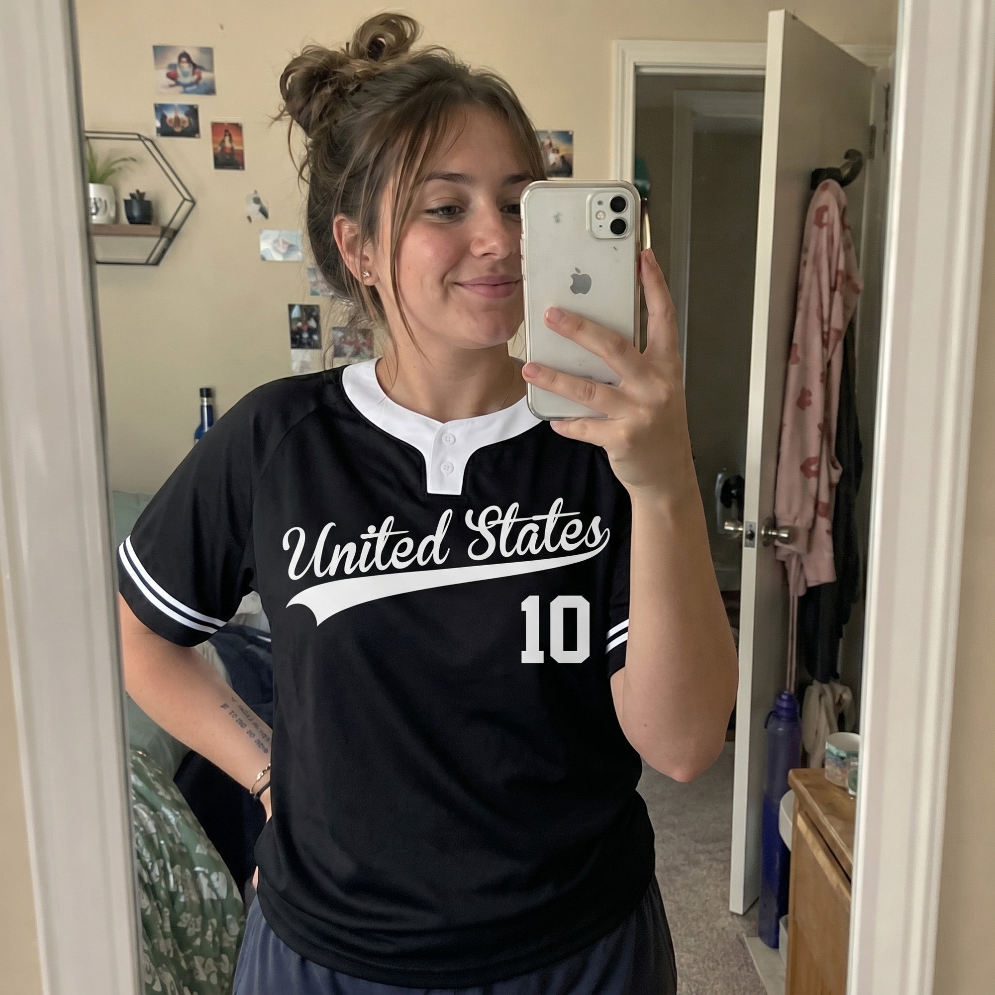 Custom Two Button Softball Jersey Black and White – Design Your Own