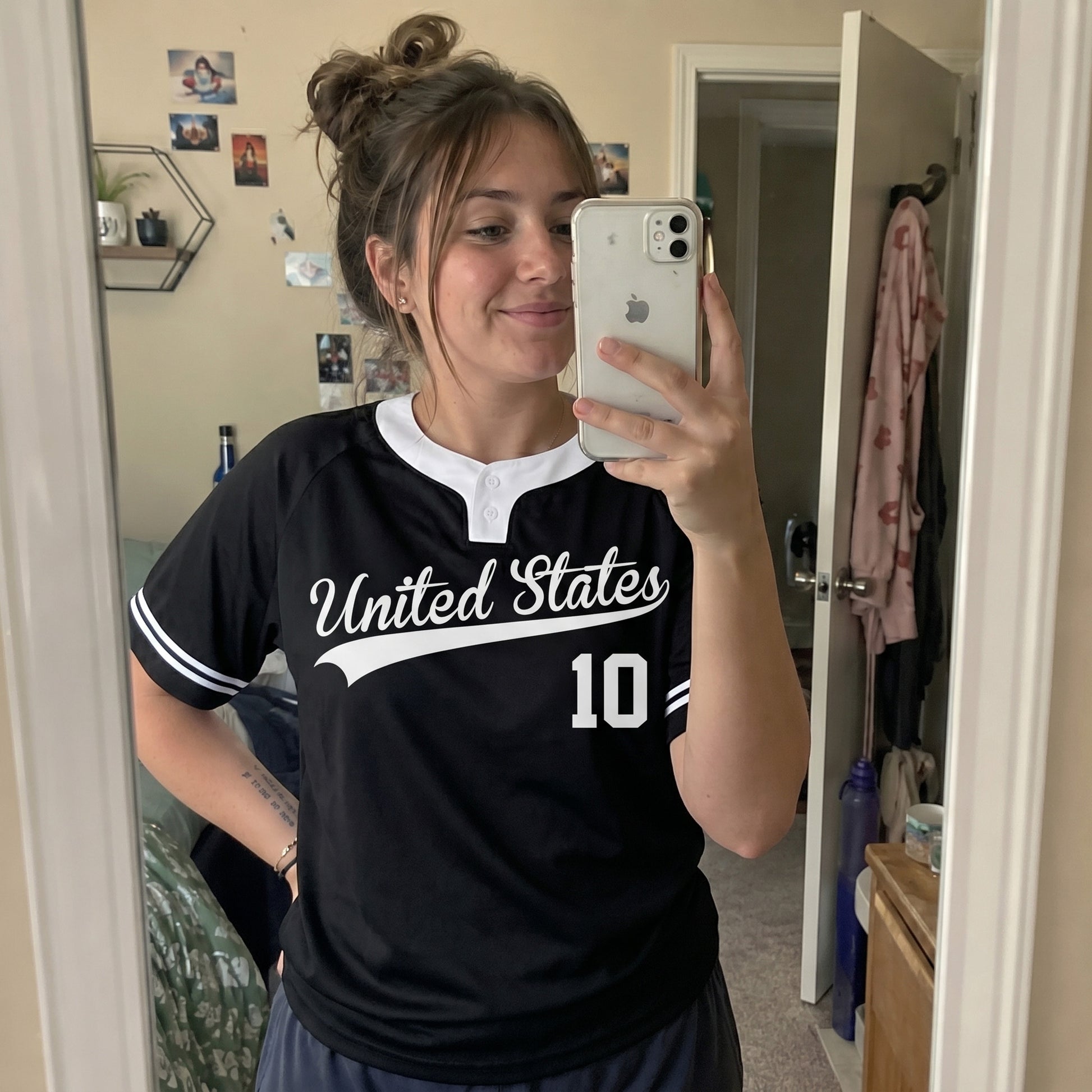 Custom Two Button Softball Jersey Black and White – Design Your Own