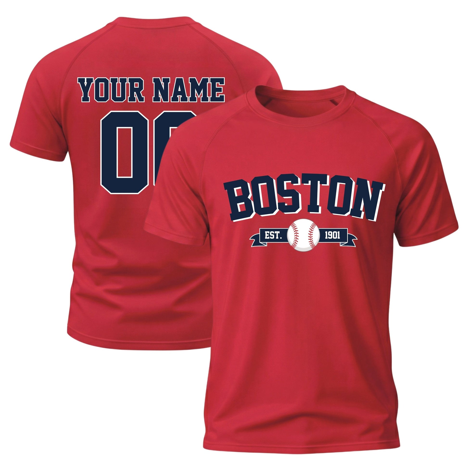 Custom City T-Shirt Baseball Style Boston - Personalized Name Number
