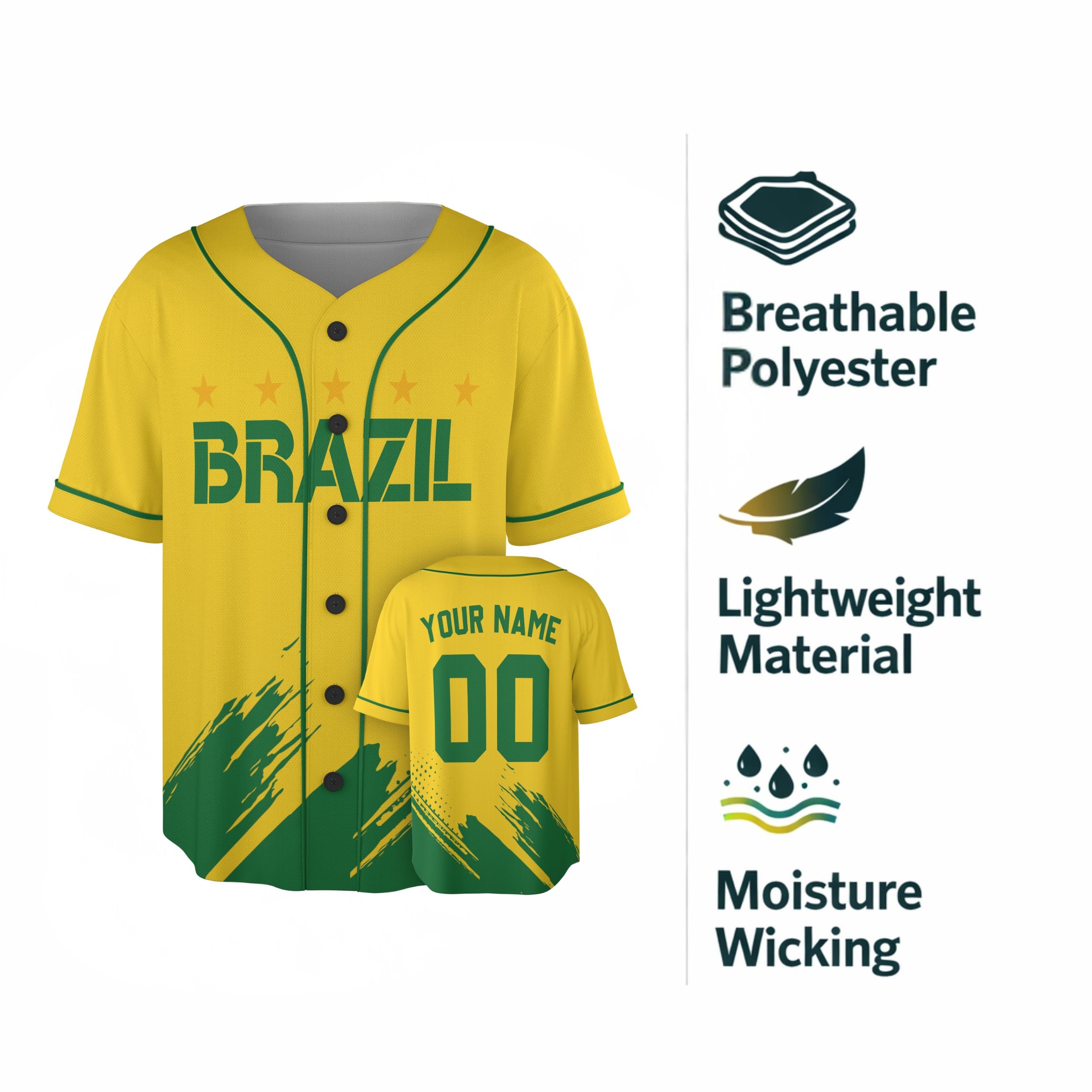 Custom Brazil Baseball Jersey Brazilian Fan Macaw – Personalized Name Number