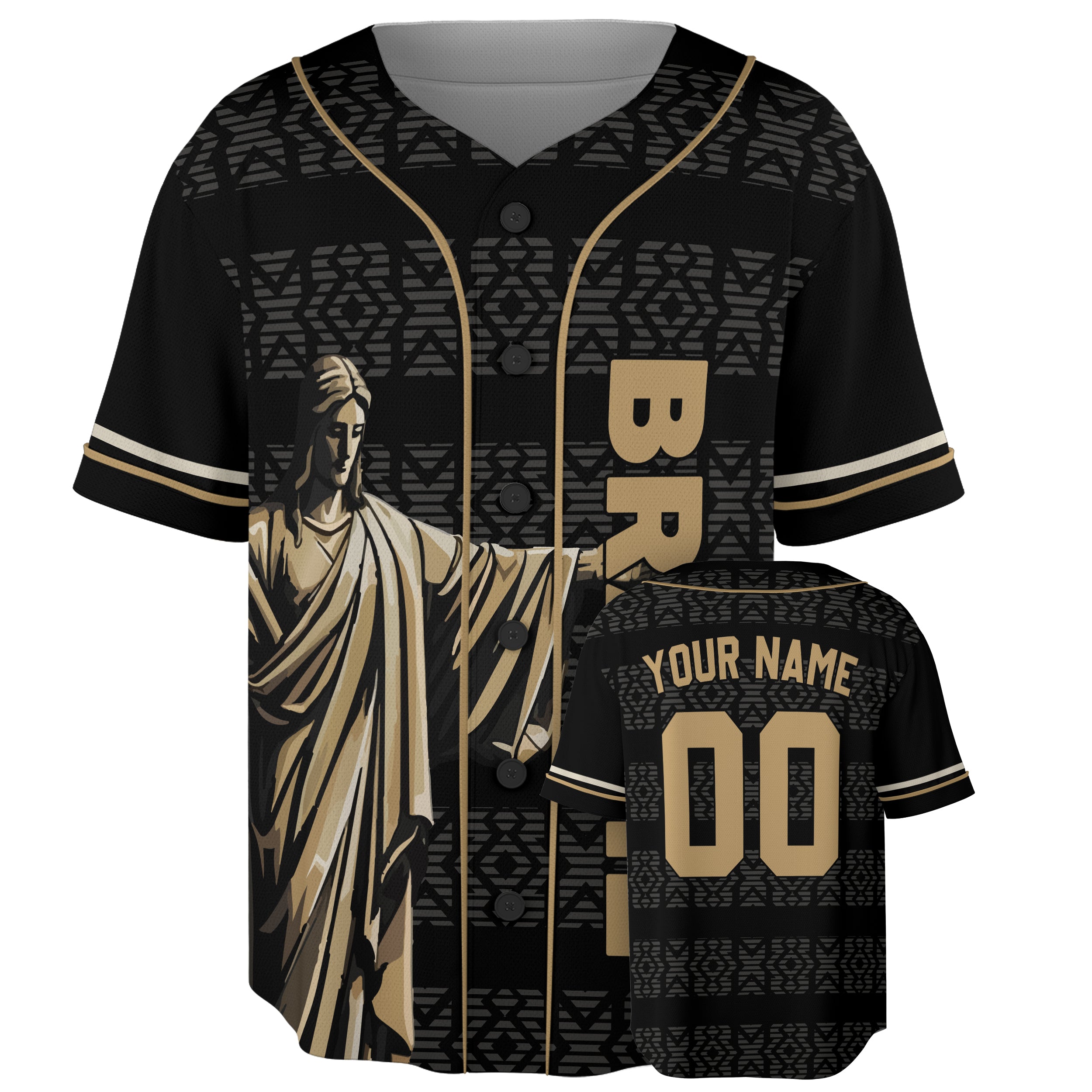 Custom Brazil Baseball Jersey Brazilian Fan Christ Redeemer – Personalized Name Number