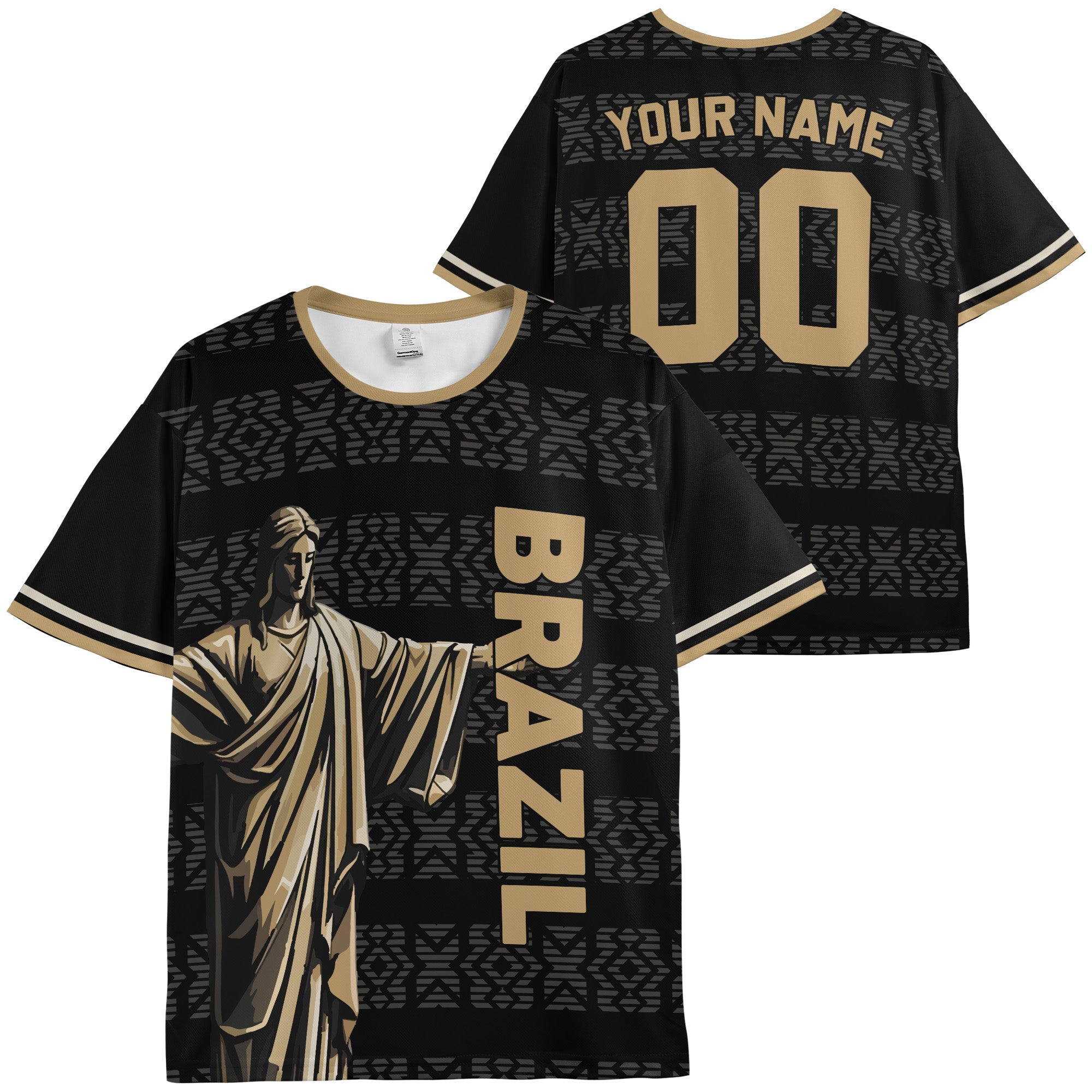 Custom Brazil Soccer Jersey Brazilian Fan Christ Redeemer - Personalized Name Number