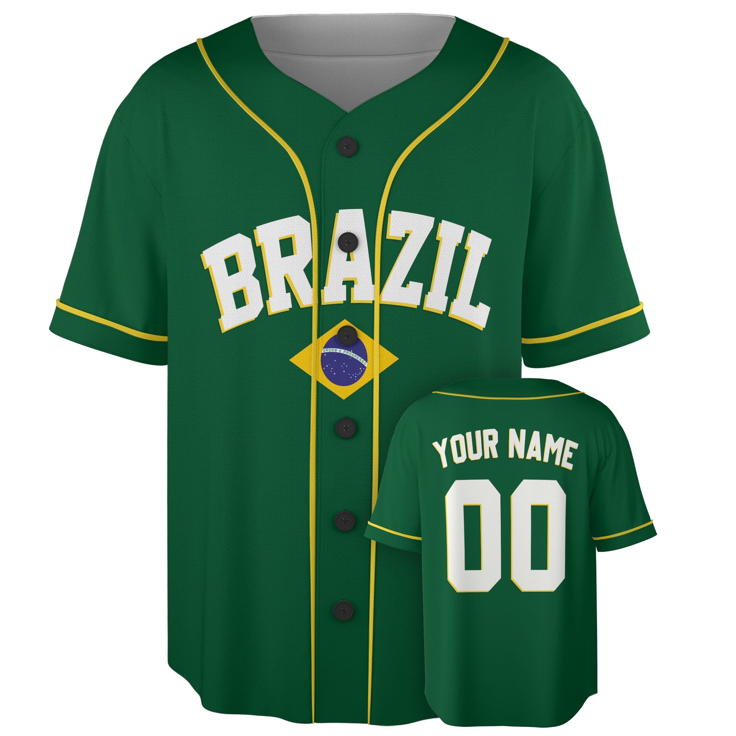 Custom Brazil Baseball Jersey Brazilian Fan Classic Flag – Personalized Name Number