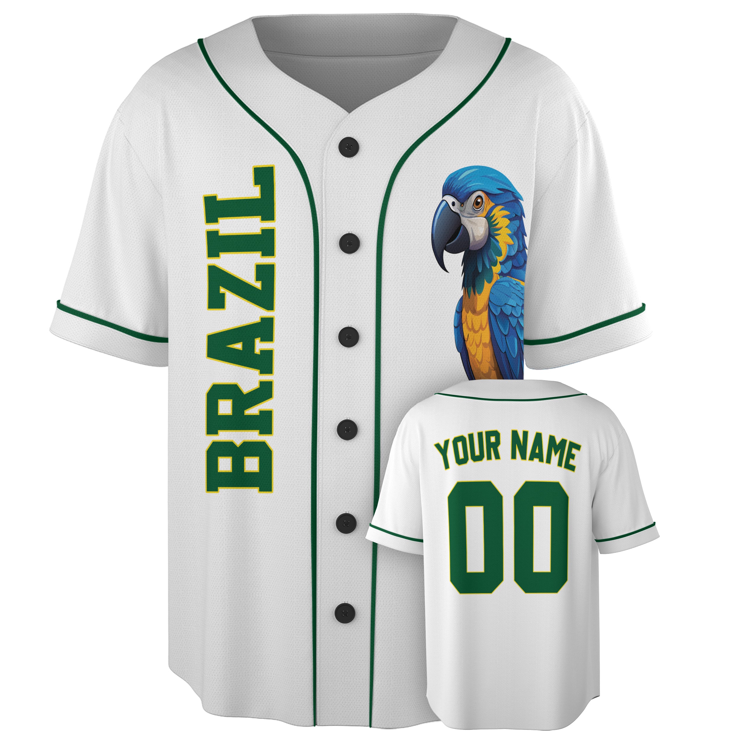 Custom Brazil Baseball Jersey Brazilian Fan Macaw – Personalized Name Number