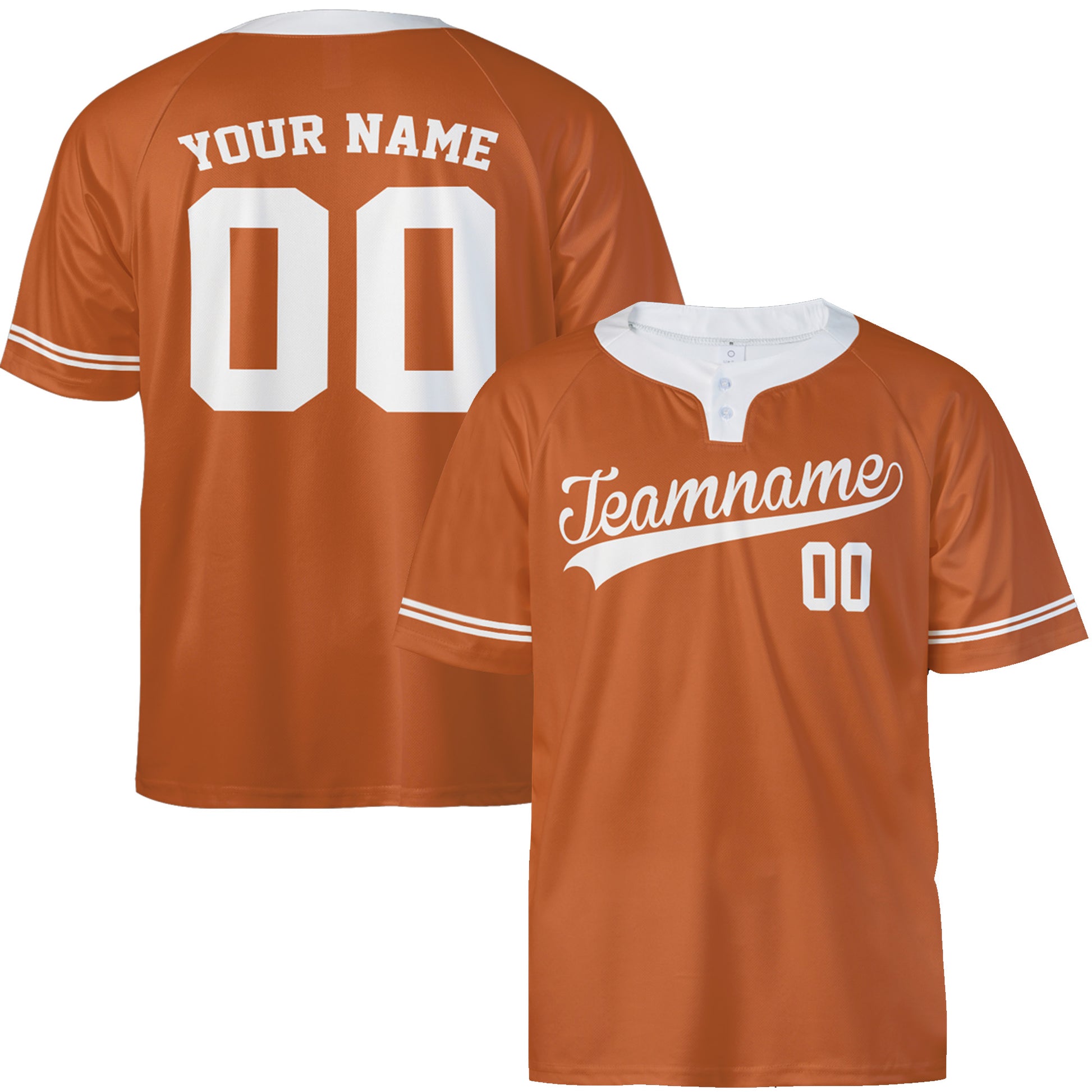 Custom Two Button Softball Jersey Burnt Orange and White – Design Your Own
