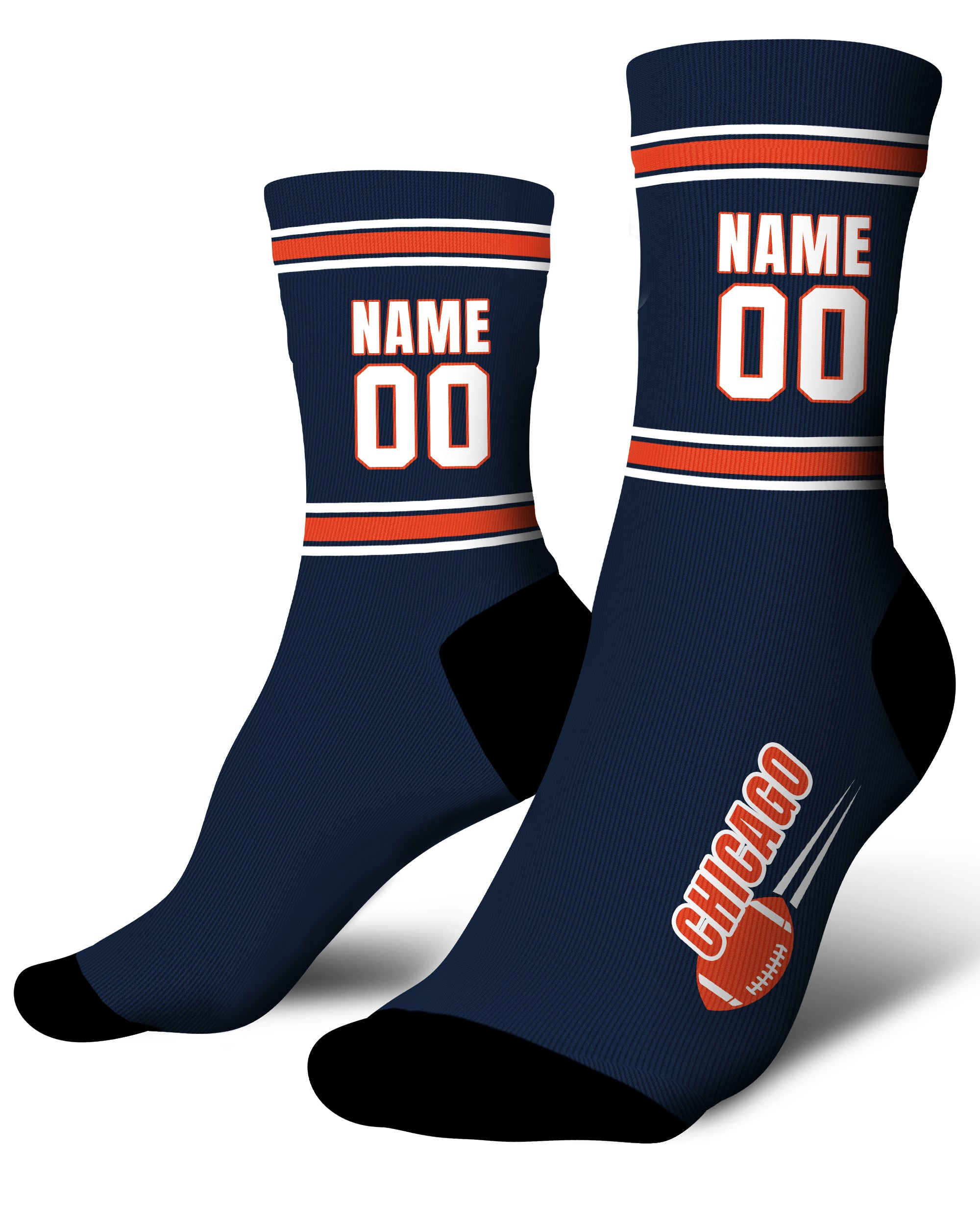 Custom City Sports Socks Chicago Dark Blue - Personalized Name Number