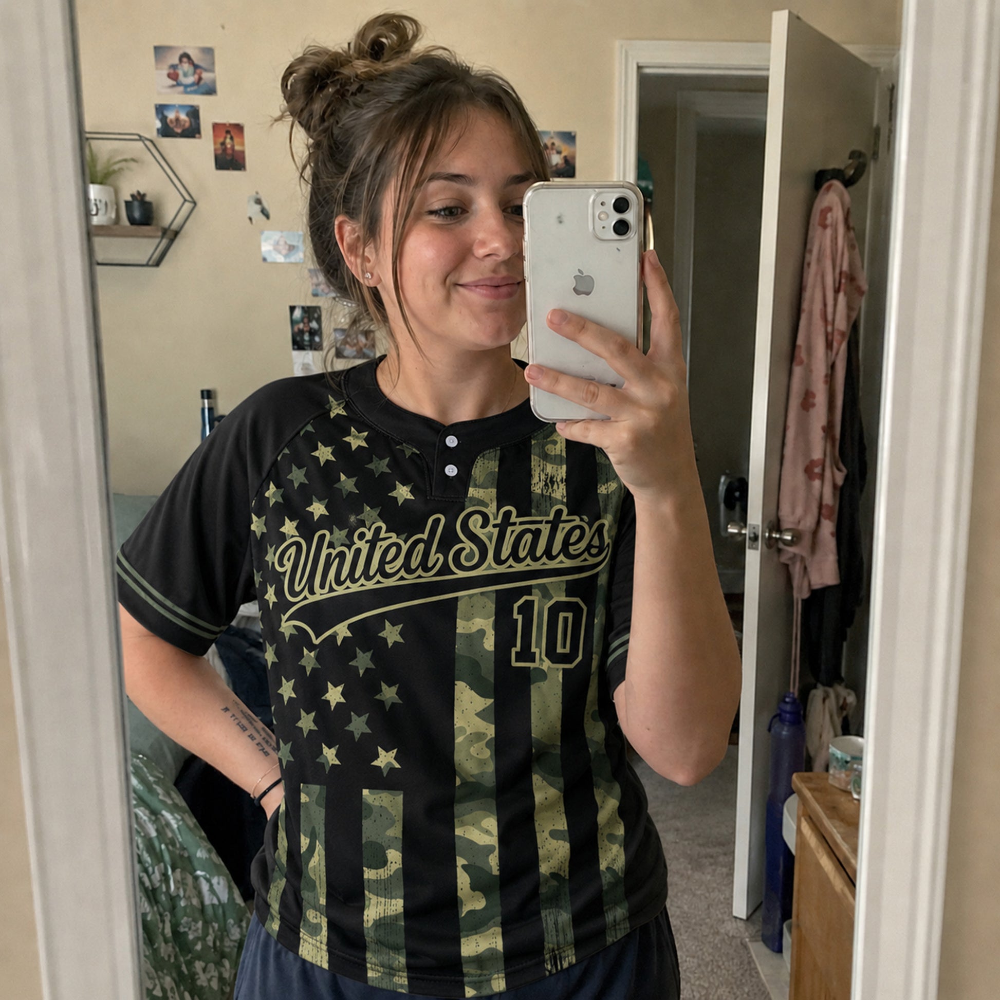 Custom Two Button Softball Jersey Black Camouflage – Design Your Own
