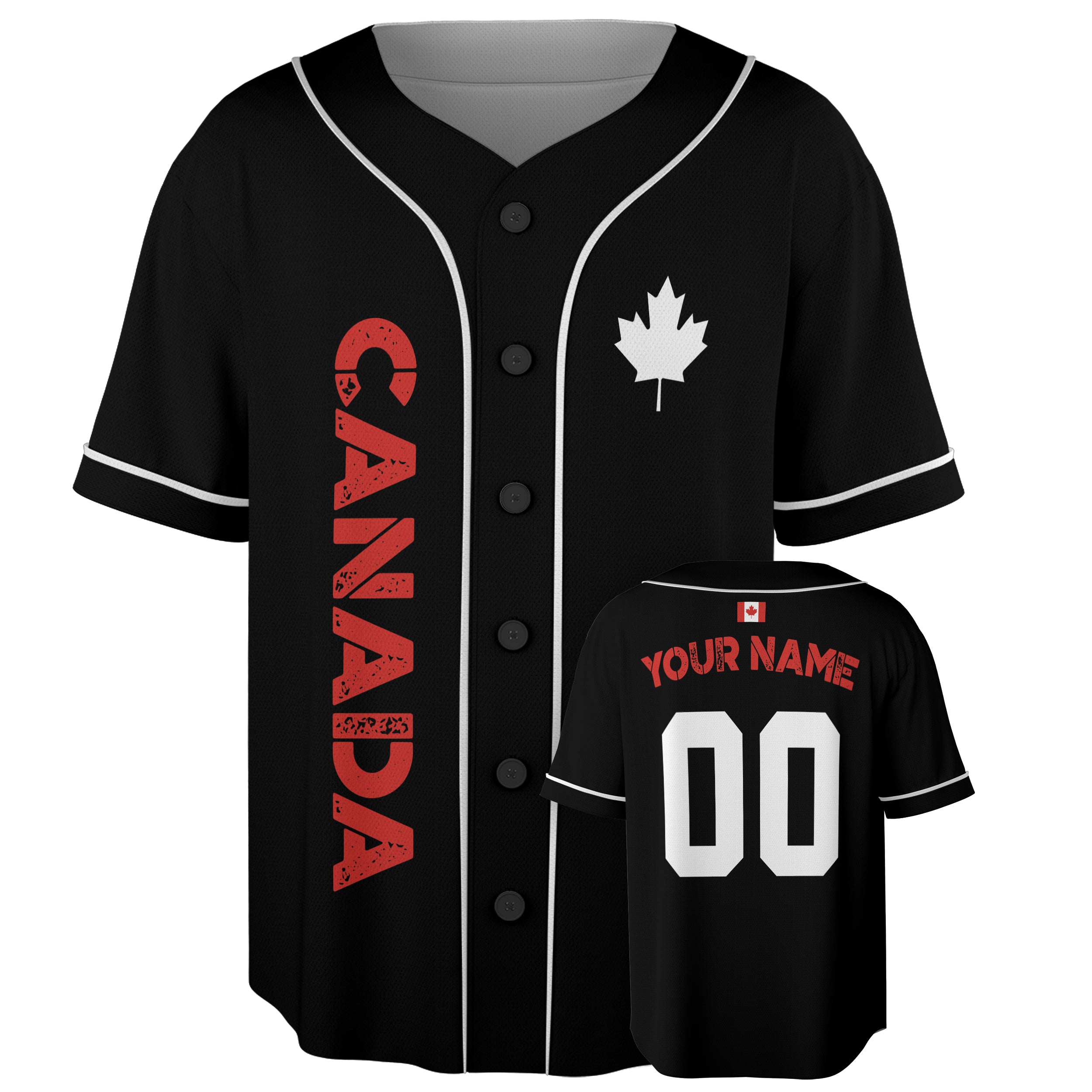 Custom Canada Baseball Jersey Canadian Fan Urban Black – Personalized Name Number