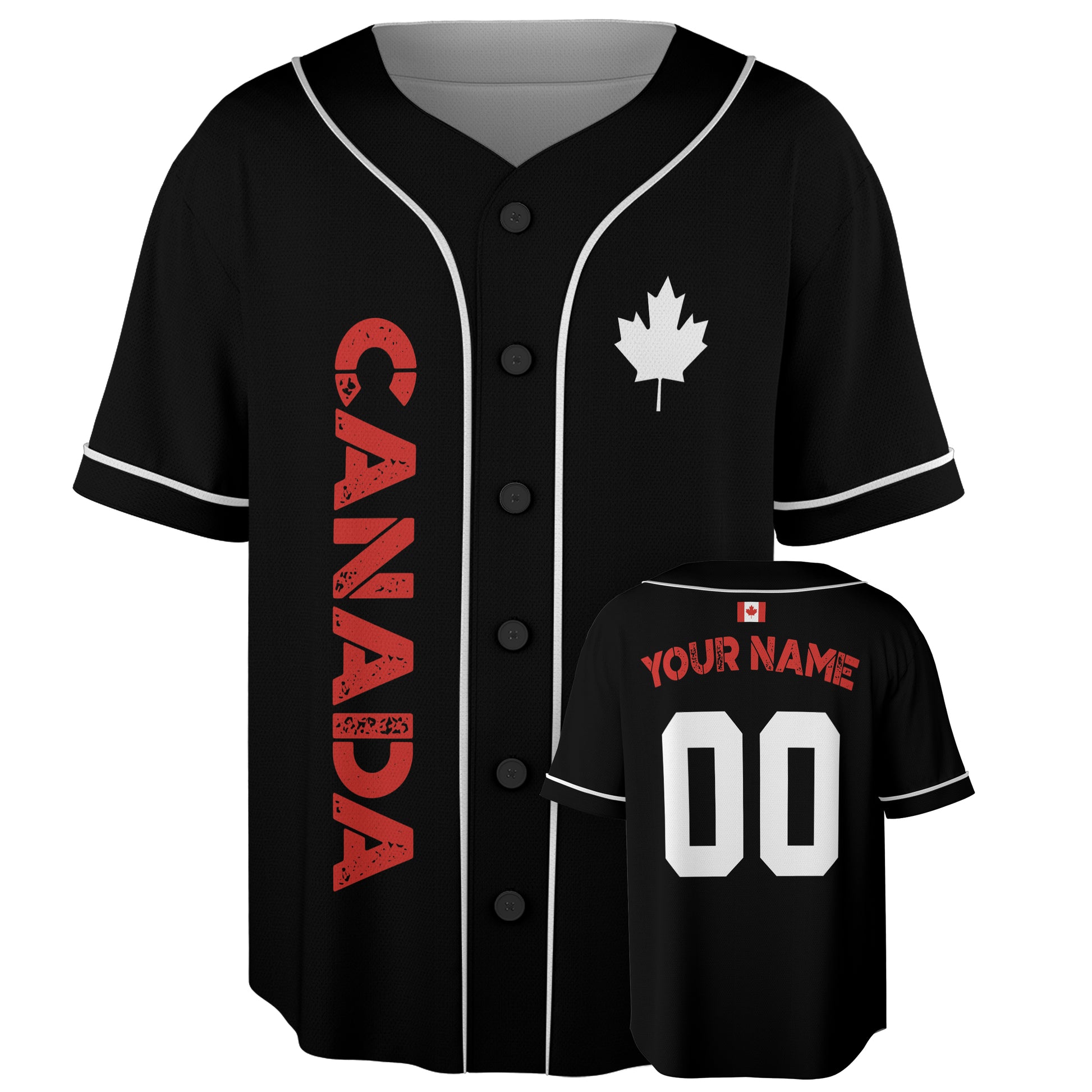 Custom Canada Baseball Jersey Canadian Fan Urban Black – Personalized Name Number