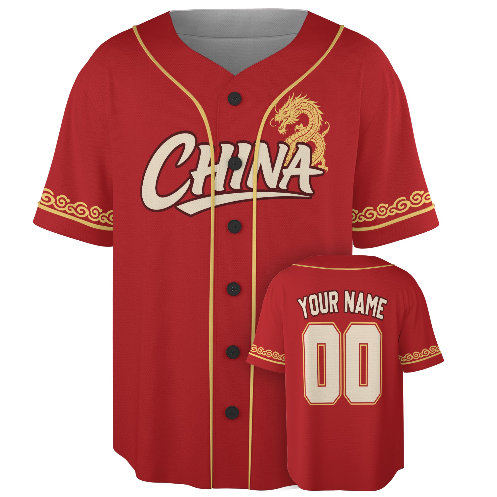 Custom China Baseball Jersey Chinese Fan Classic Red – Personalized Name Number
