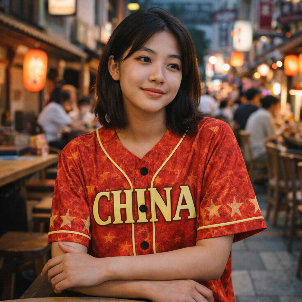 Custom China Baseball Jersey Chinese Fan Star Pattern – Personalized Name Number
