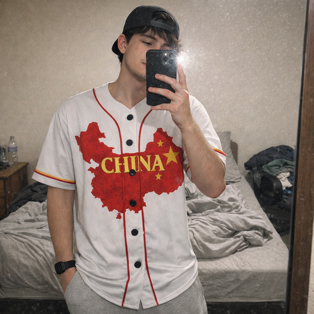 Custom China Baseball Jersey Chinese Fan Star Pattern – Personalized Name Number