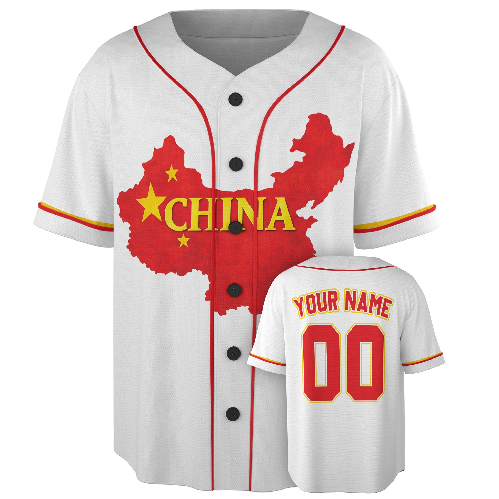 Custom China Baseball Jersey Chinese Fan Map Flag – Personalized Name Number