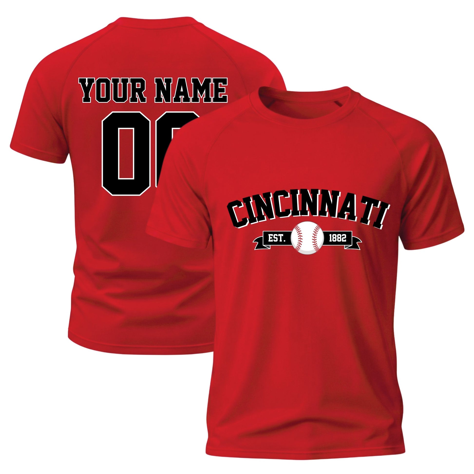 Custom City T-Shirt Baseball Style Cincinnati - Personalized Name Number