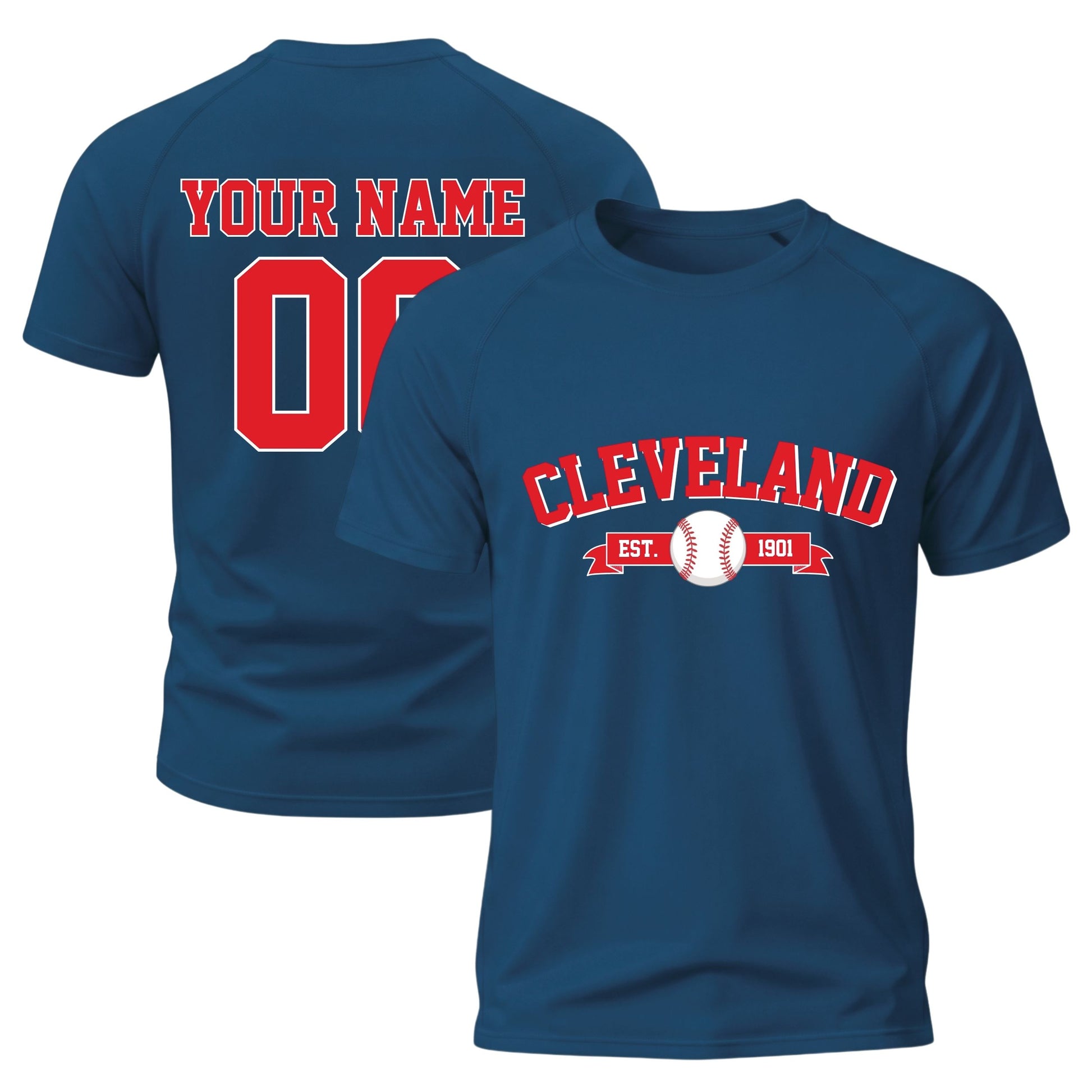 Custom City T-Shirt Baseball Style Cleveland - Personalized Name Number