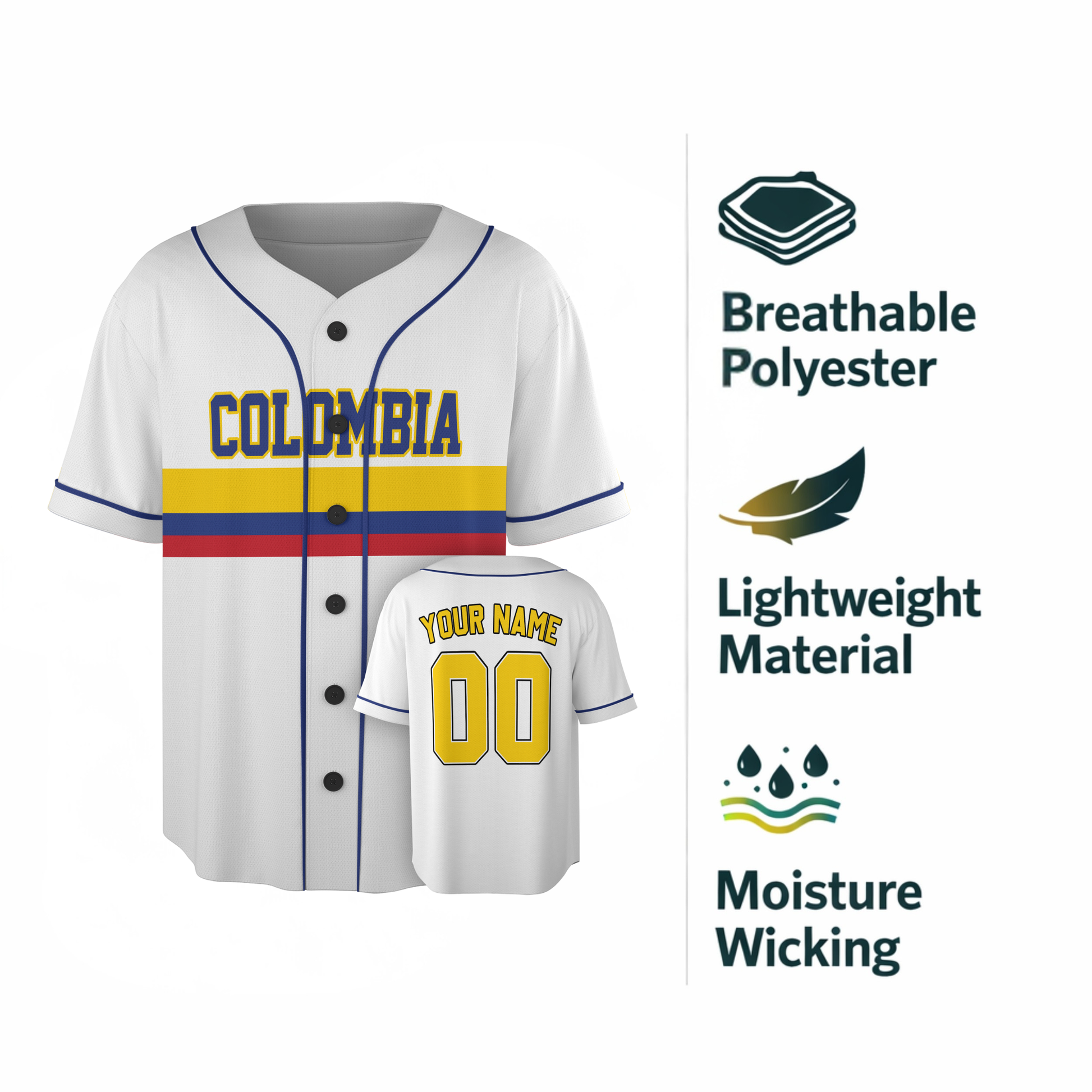 Custom Colombia Baseball Jersey Colombian Fan Winged Eagle – Personalized Name Number