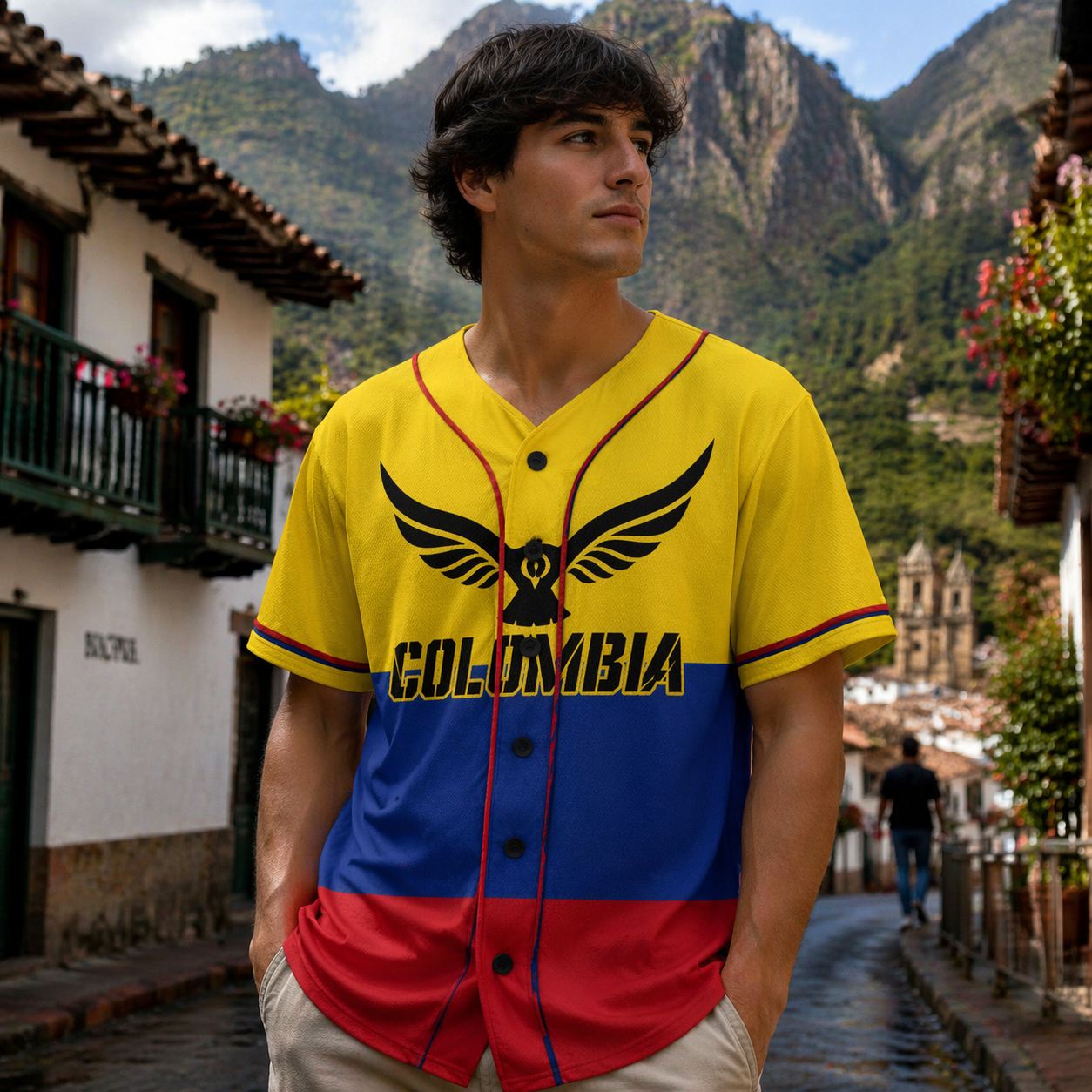 Custom Colombia Baseball Jersey Colombian Fan Winged Eagle – Personalized Name Number
