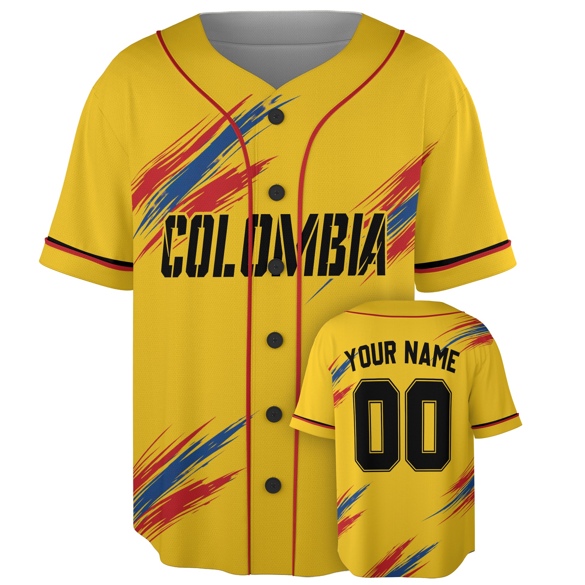Custom Colombia Baseball Jersey Colombian Fan Brush Stroke – Personalized Name Number