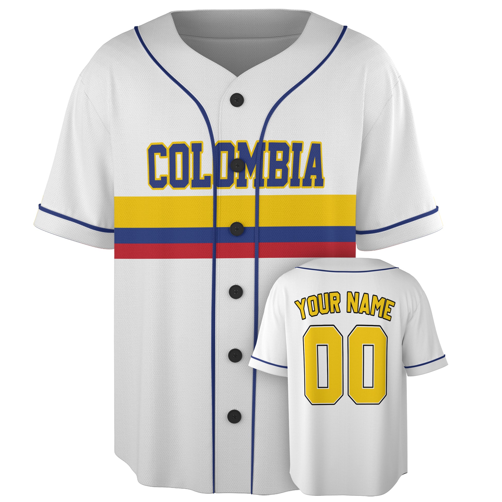 Custom Colombia Baseball Jersey Colombian Fan Flag Stripe – Personalized Name Number