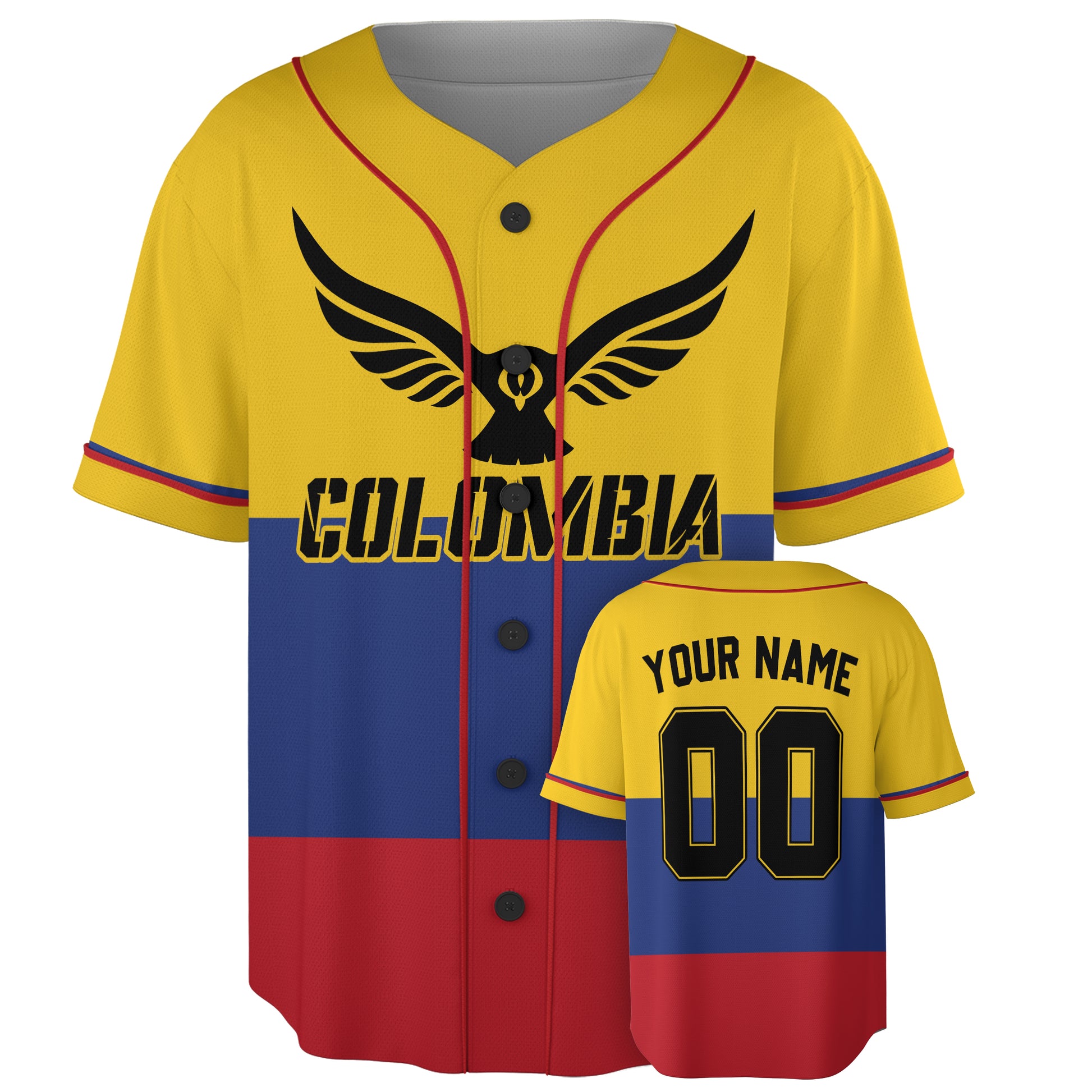 Custom Colombia Baseball Jersey Colombian Fan Winged Eagle – Personalized Name Number