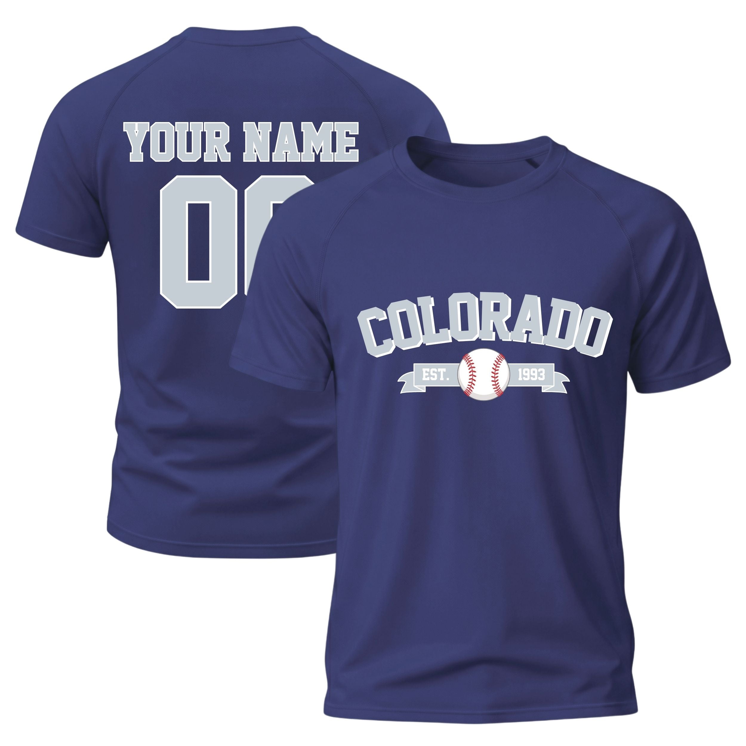 Custom City T-Shirt Baseball Style Colorado - Personalized Name Number