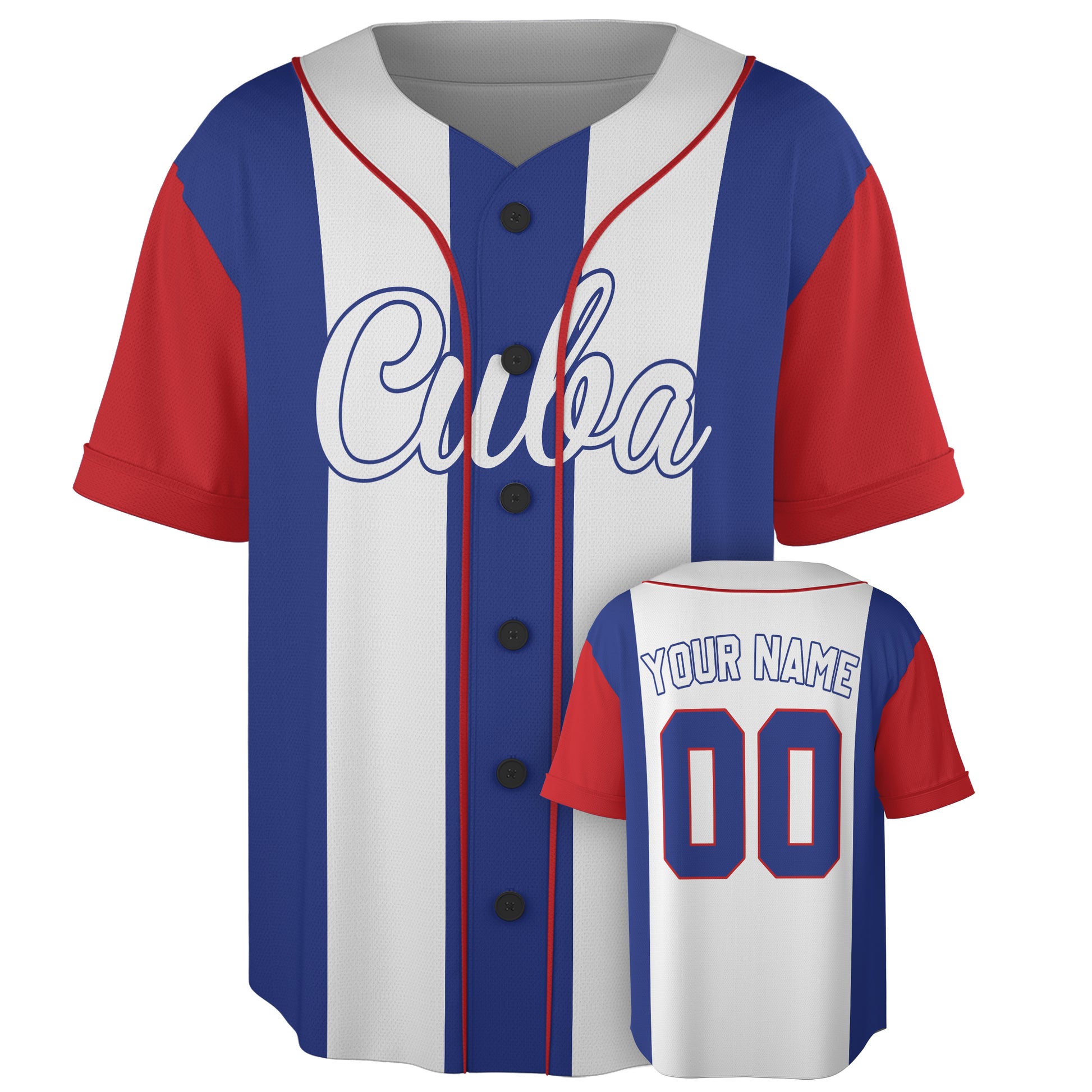 Custom Cuba Baseball Jersey Cuban Fan Pinstripe Script – Personalized Name Number