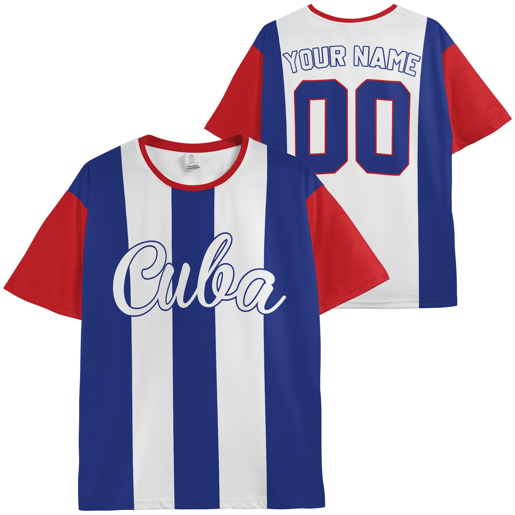 Custom Cuba Soccer Jersey Cuban Fan Pinstripe Script - Personalized Name Number