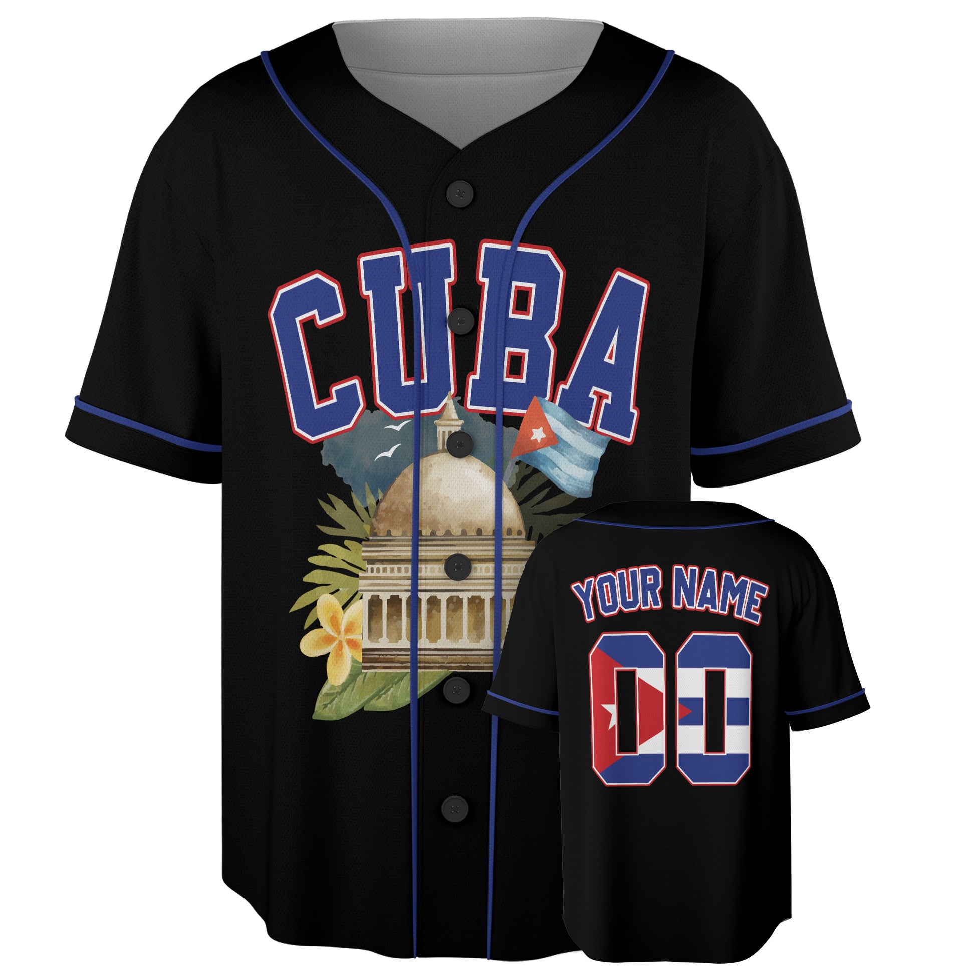 Custom Cuba Baseball Jersey Cuban Fan Heritage Landmark – Personalized Name Number