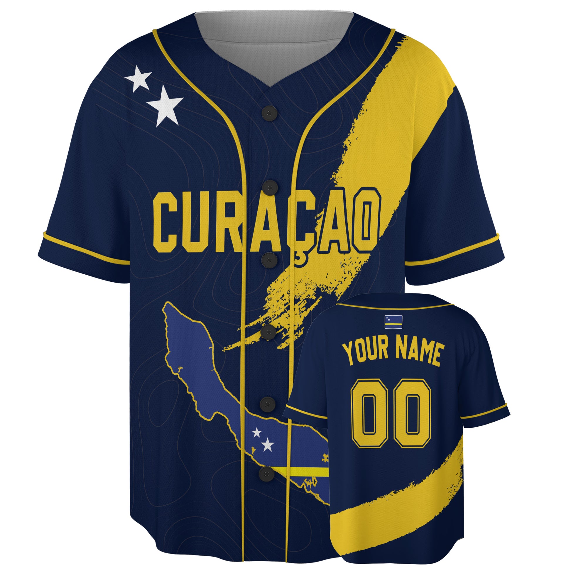Custom Curaçao Baseball Jersey Curaçaoan Fan Diagonal Brush Sash – Personalized Name Number