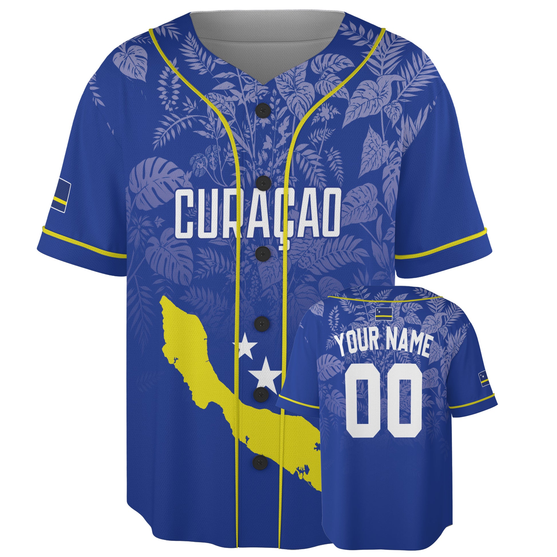 Custom Curaçao Baseball Jersey Curaçaoan Fan Tropical Floral – Personalized Name Number