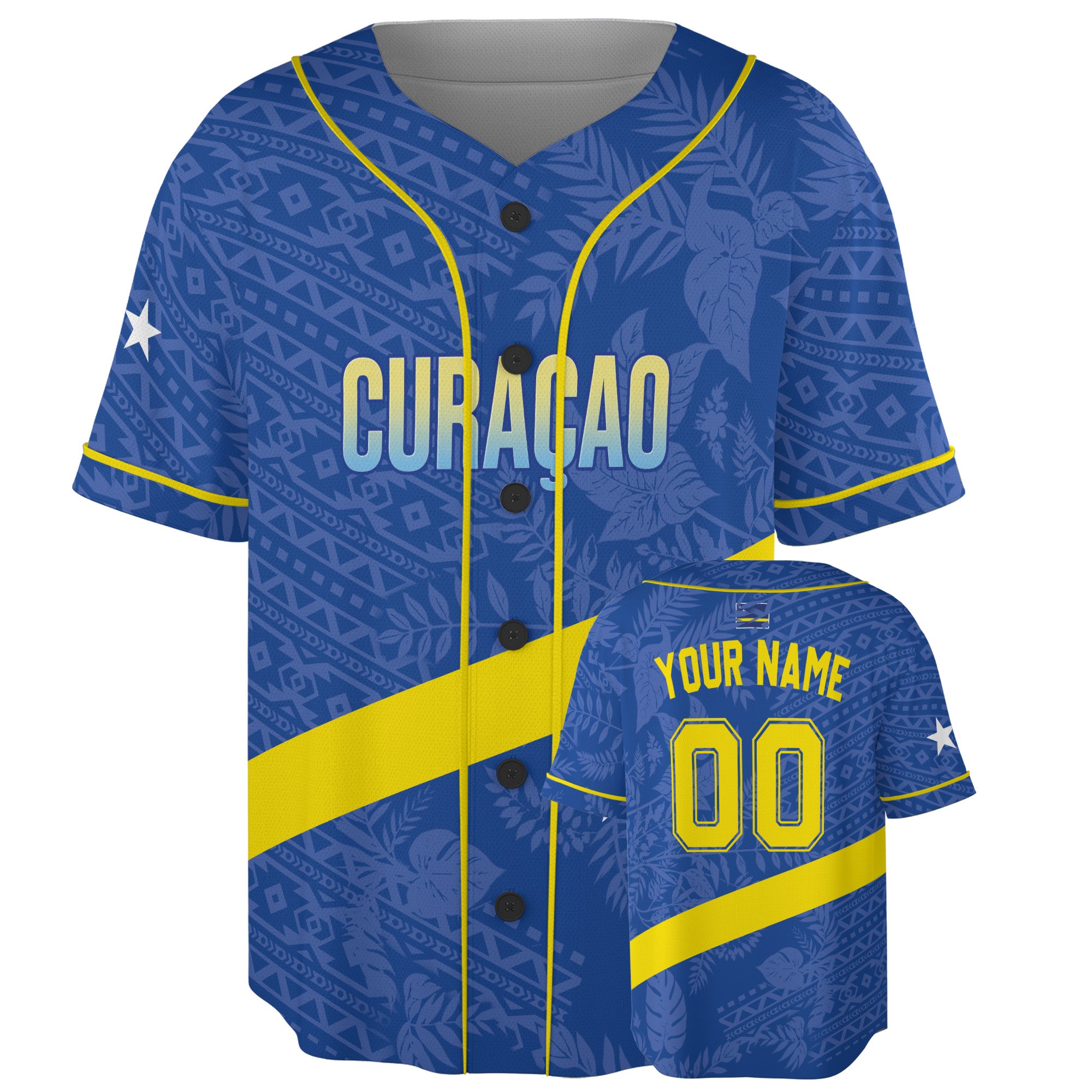 Custom Curaçao Baseball Jersey Curaçaoan Fan Geometric Tropical – Personalized Name Number