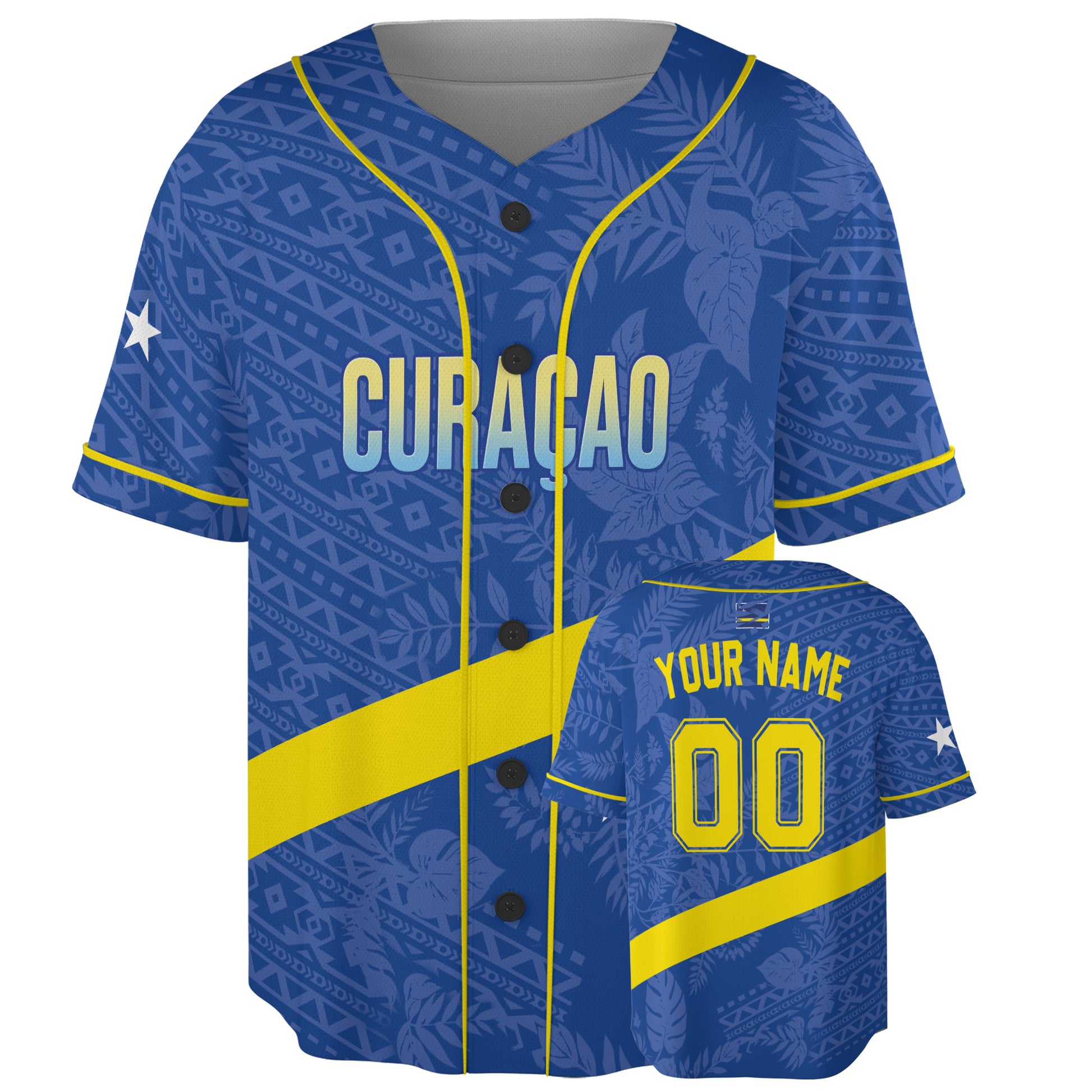 Custom Curaçao Baseball Jersey Curaçaoan Fan Geometric Tropical – Personalized Name Number