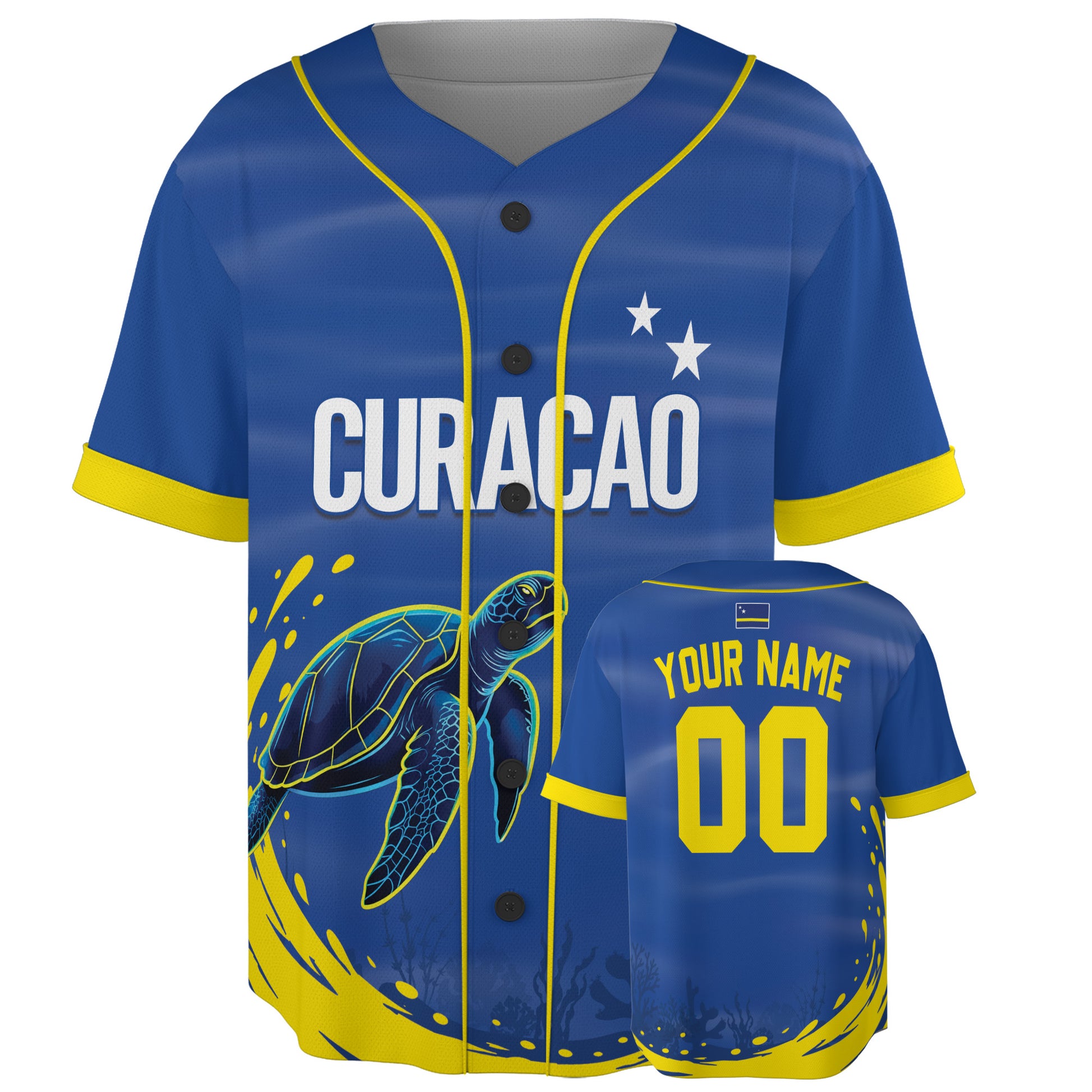 Custom Curaçao Baseball Jersey Curaçaoan Fan Sea Turtle – Personalized Name Number