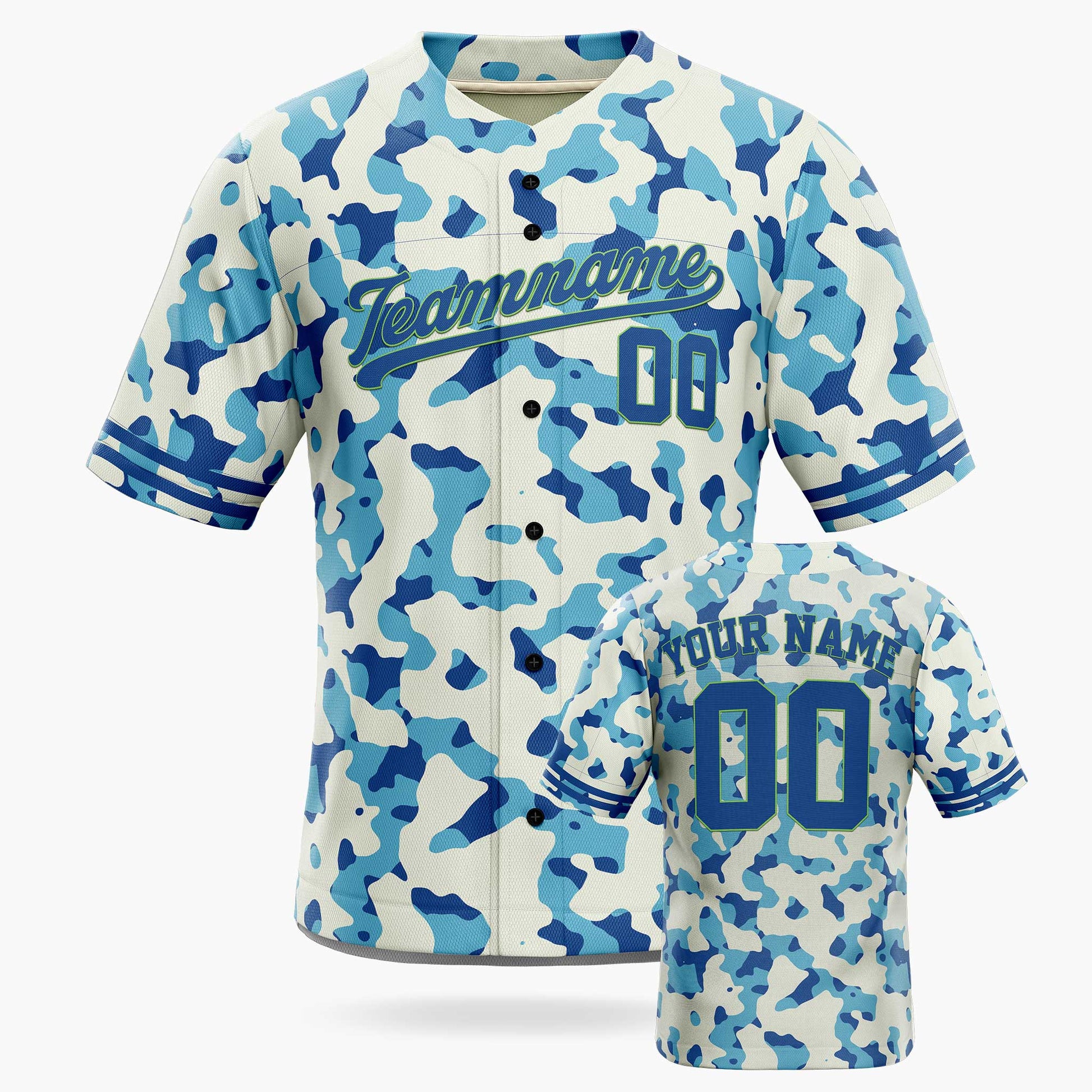 Custom Blue Urban Camo Baseball Jersey – Personalized Name Number