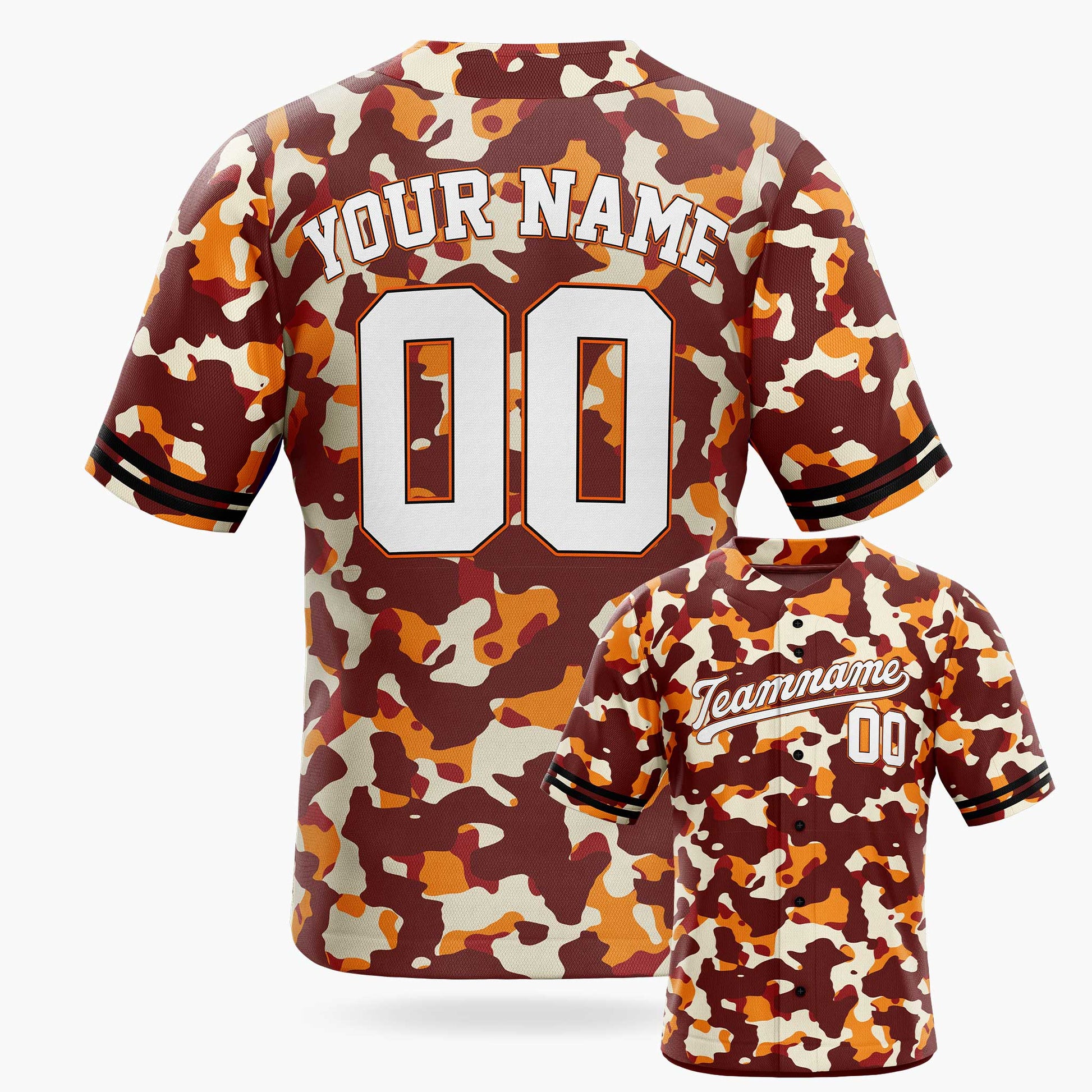 Custom Brown Urban Camo Baseball Jersey – Personalized Name Number