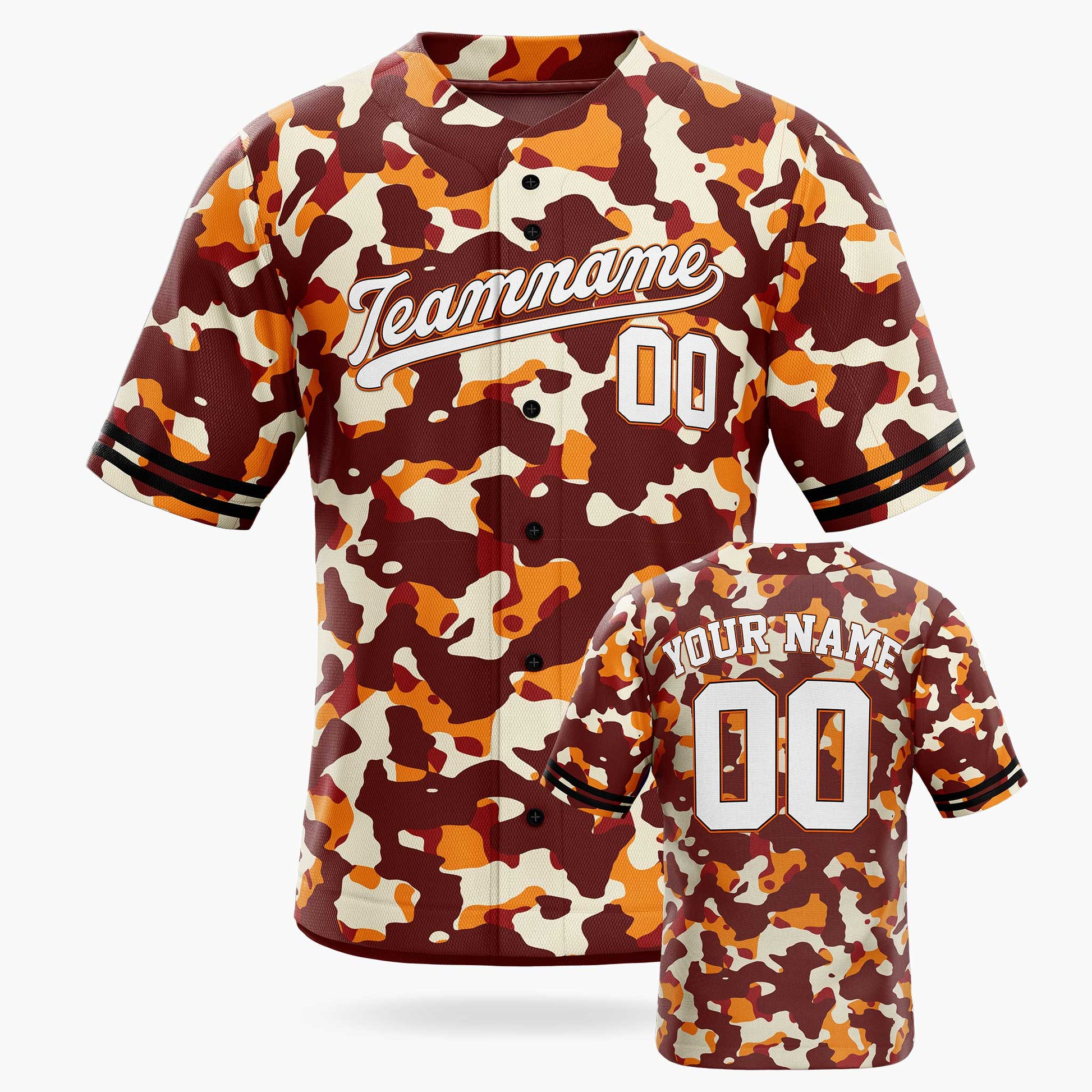 Custom Brown Urban Camo Baseball Jersey – Personalized Name Number
