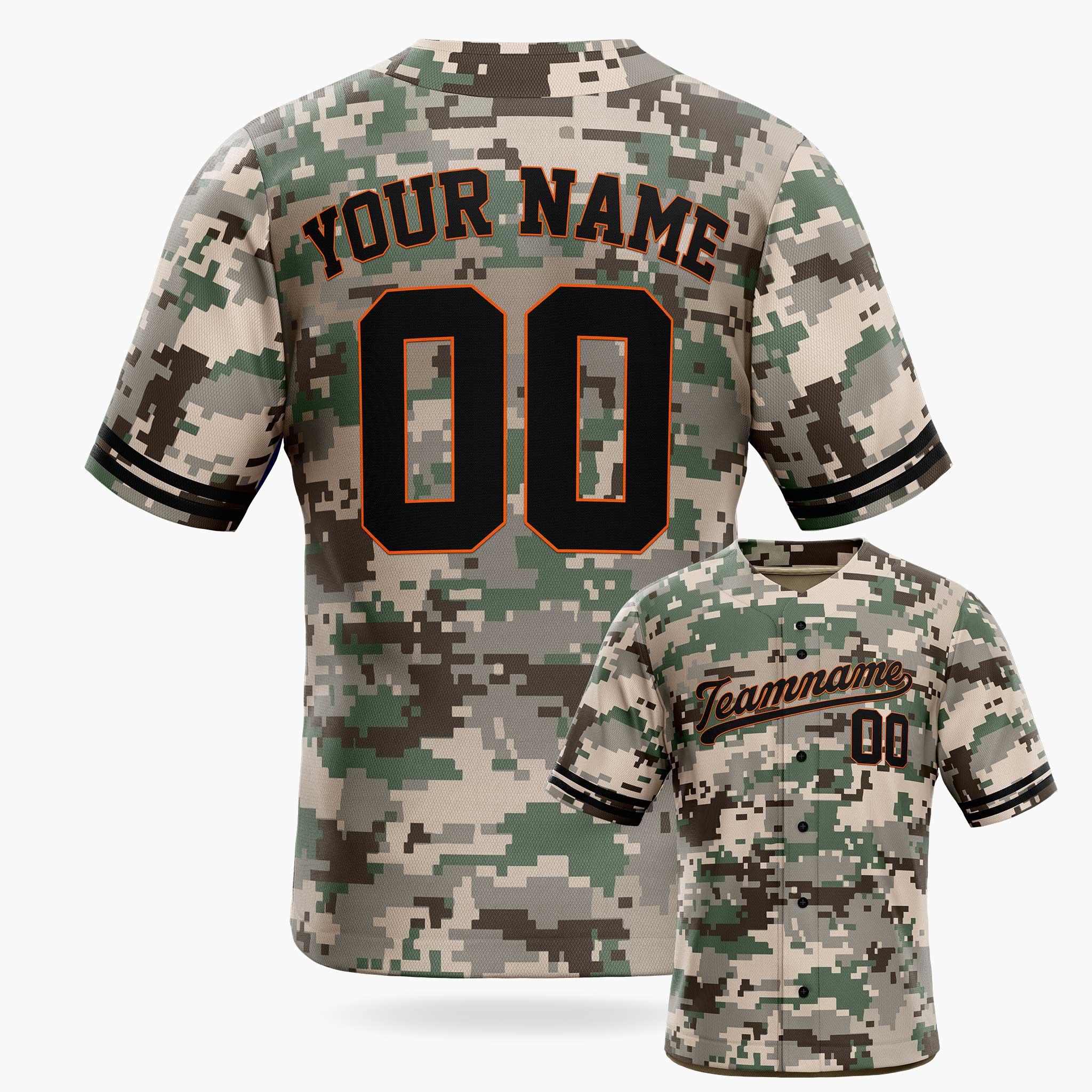 Custom Gray Digital Camo Baseball Jersey – Personalized Name Number