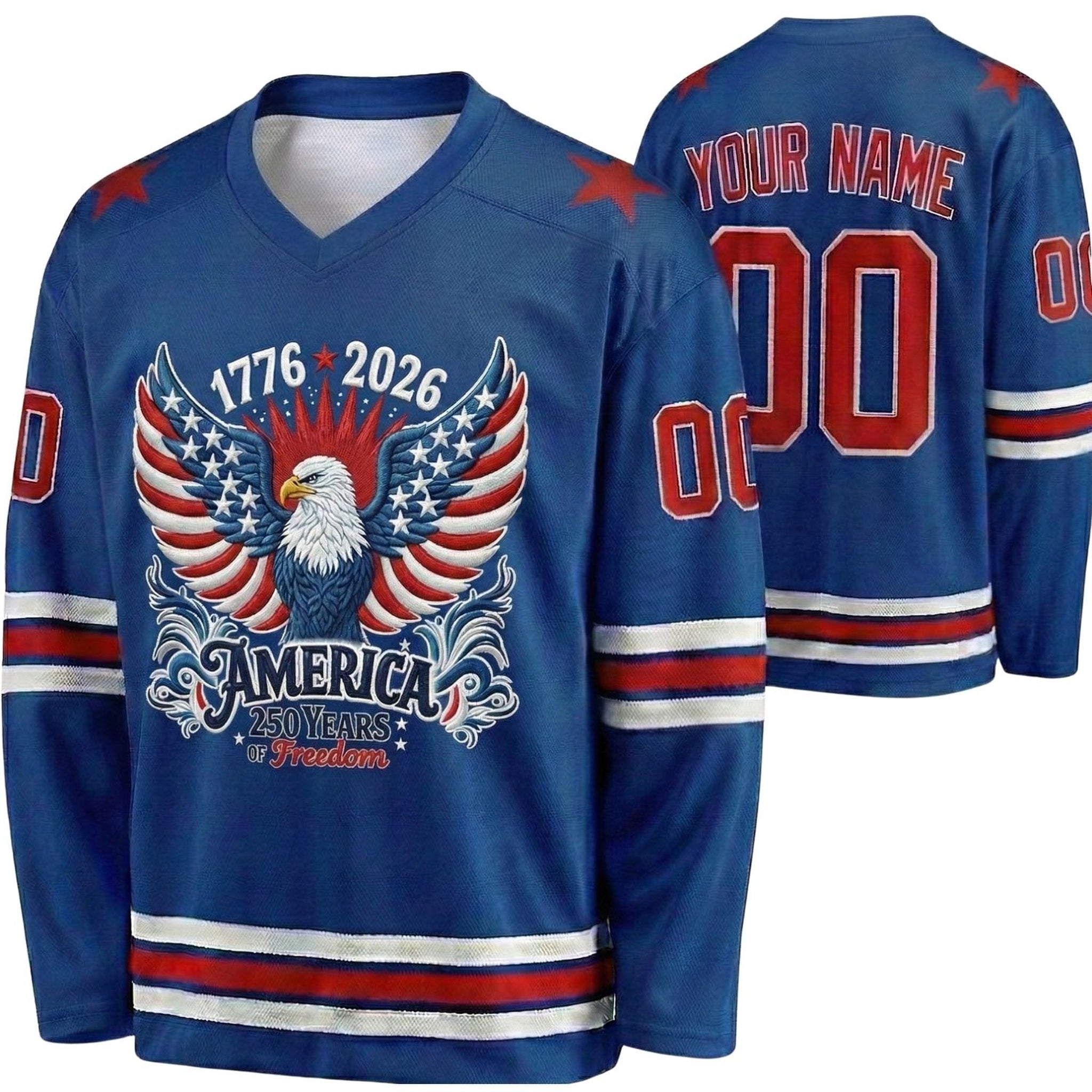 Custom USA 250th Anniversary Hockey Jersey Freedom 250 - Design Your Own