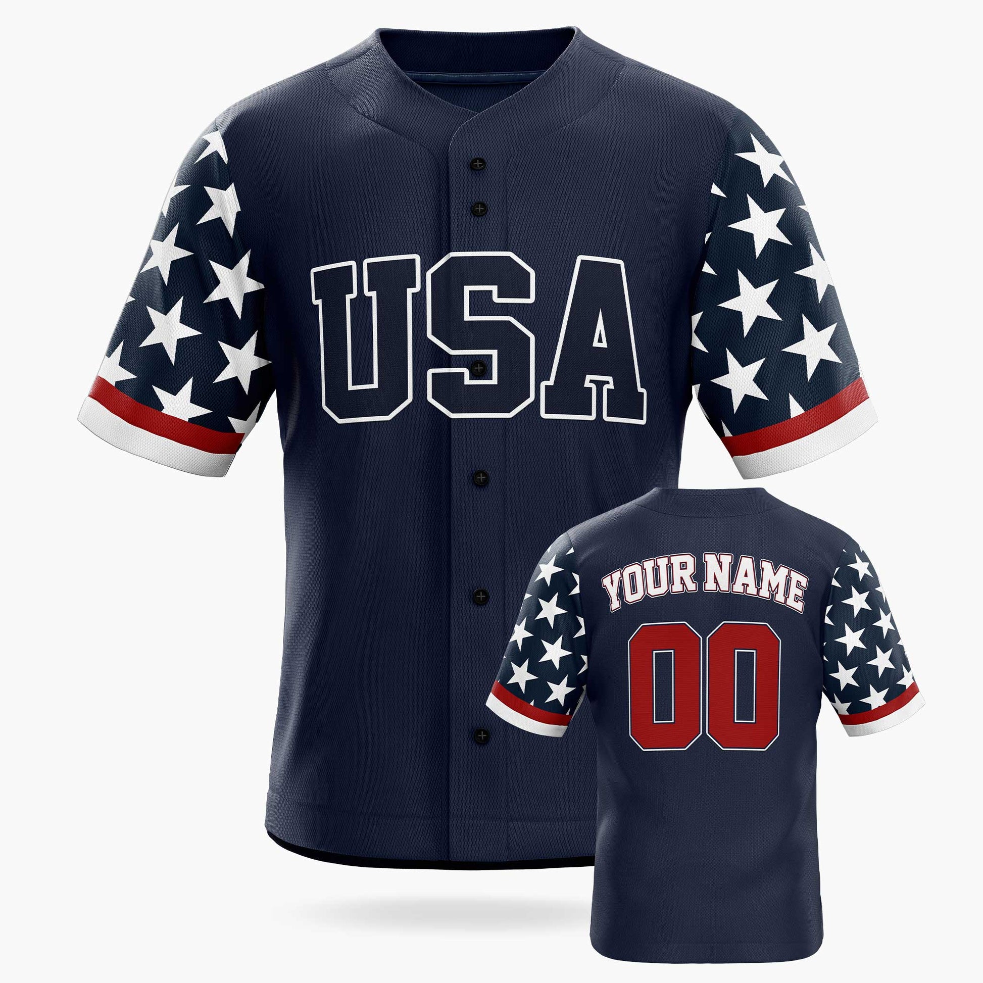 Custom Navy Baseball Jersey Patriotic USA – Personalized Name Number