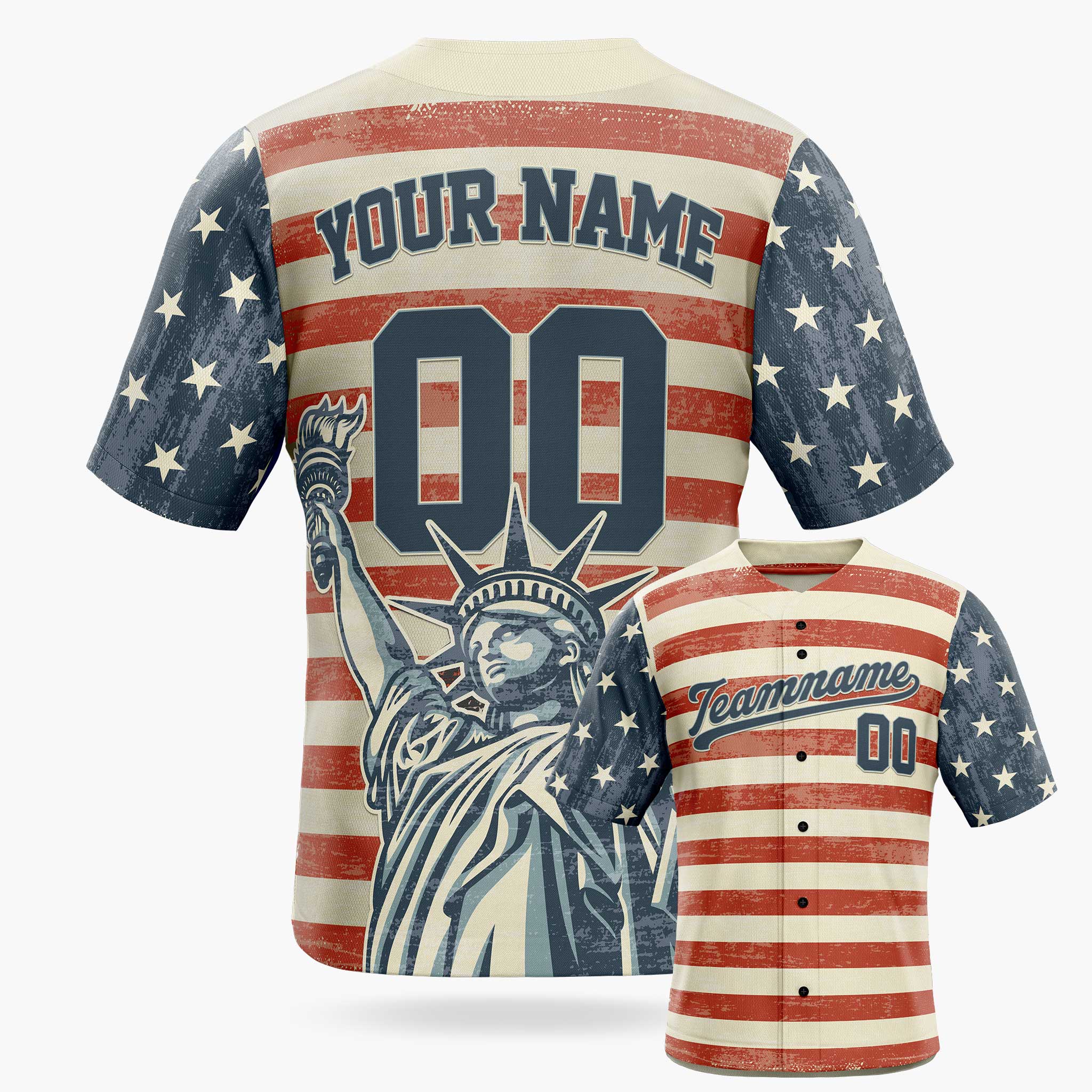 Custom Patriotic Baseball Jersey Vintage USA Flag – Personalized Name Number