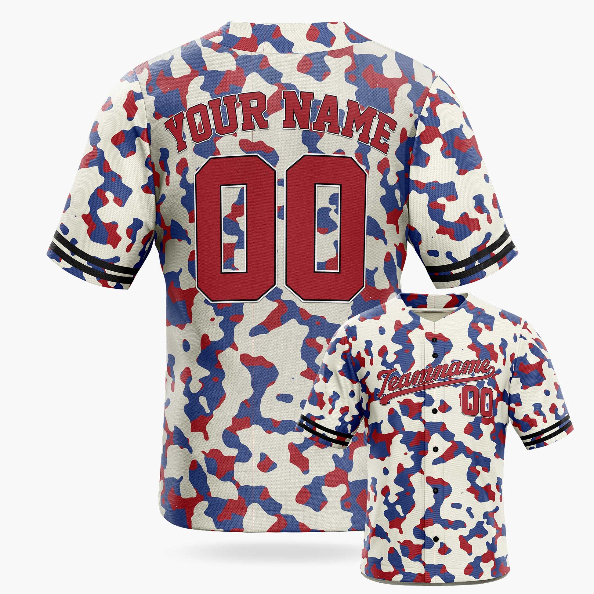 Custom White Urban Camo Baseball Jersey – Personalized Name Number