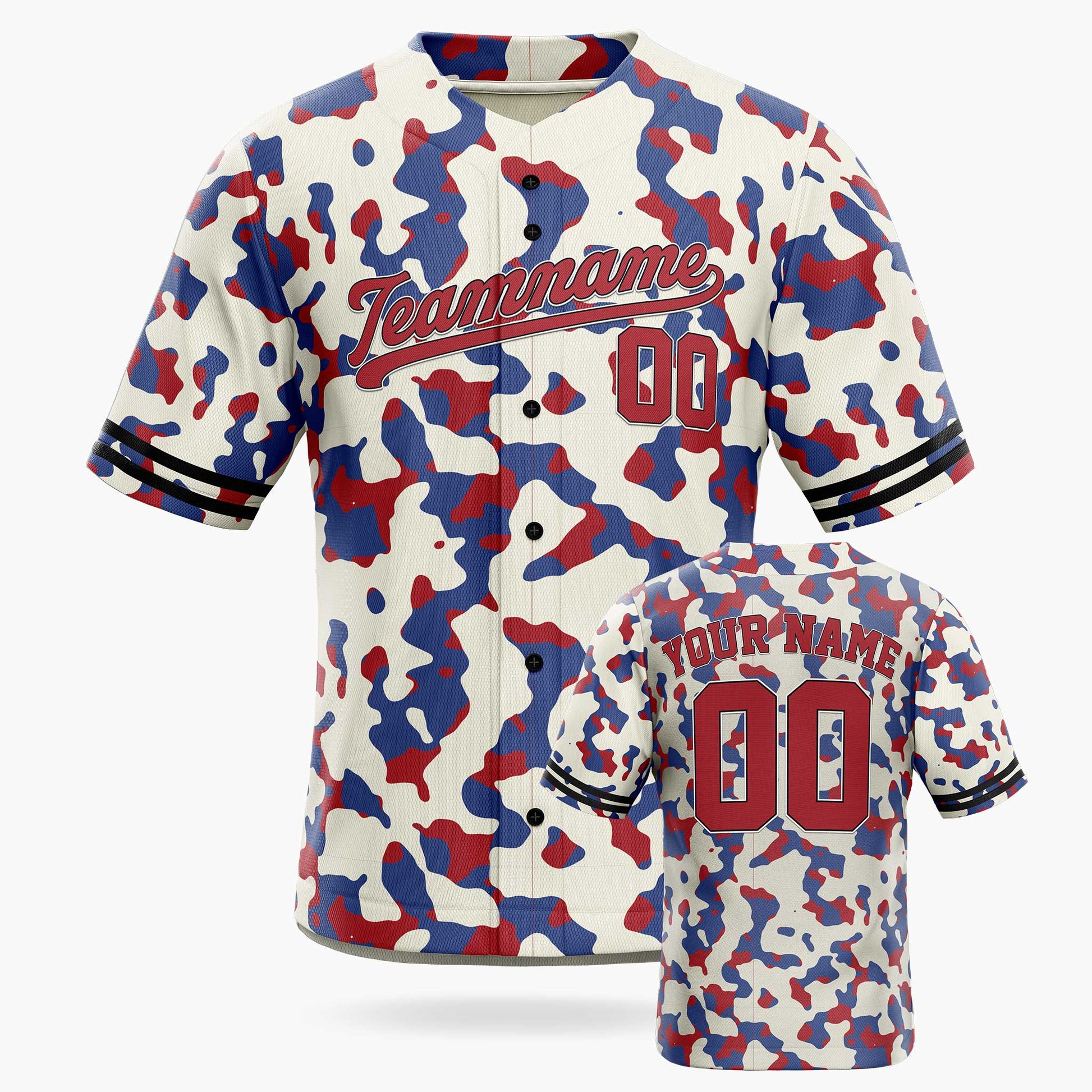 Custom White Urban Camo Baseball Jersey – Personalized Name Number