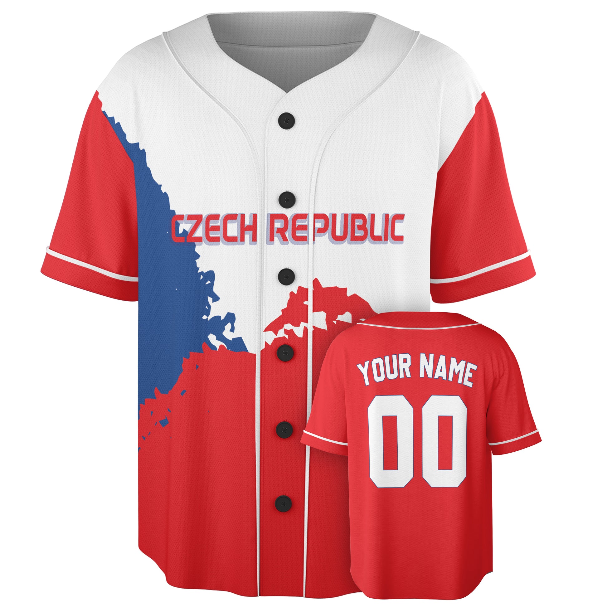 Custom Czech Republic Baseball Jersey Czech Fan Splatter Flag – Personalized Name Number